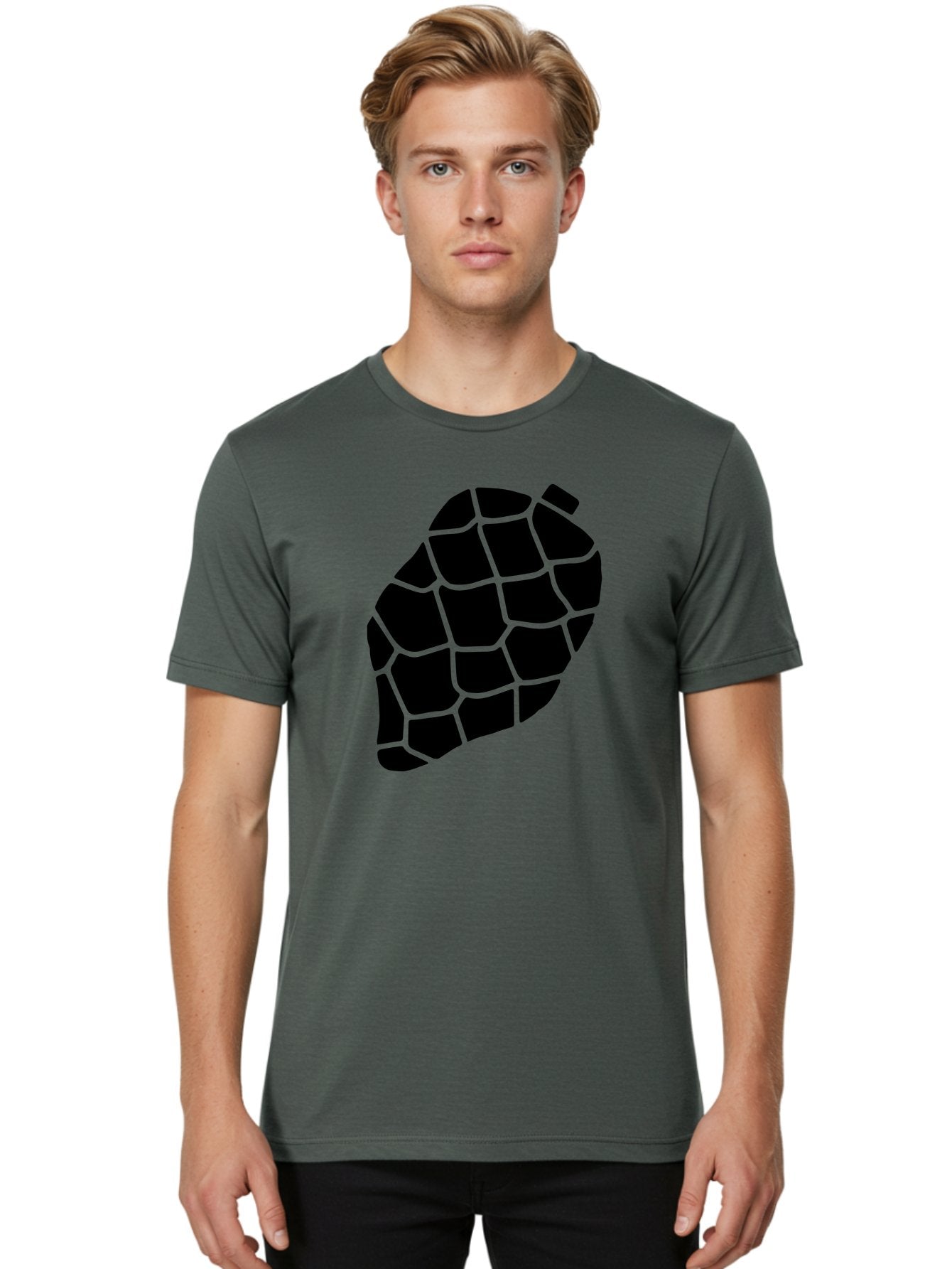 Turtle-Shell Men'S Graphic Tee, 100% Cotton, Comfortable Casual Summer Wear, Machine Washable, Turtle Shell, Black And Green, Reptile Scales, Natural Pattern, Wildlife, Animal Design, Abstract Shape -  Aaa616 28