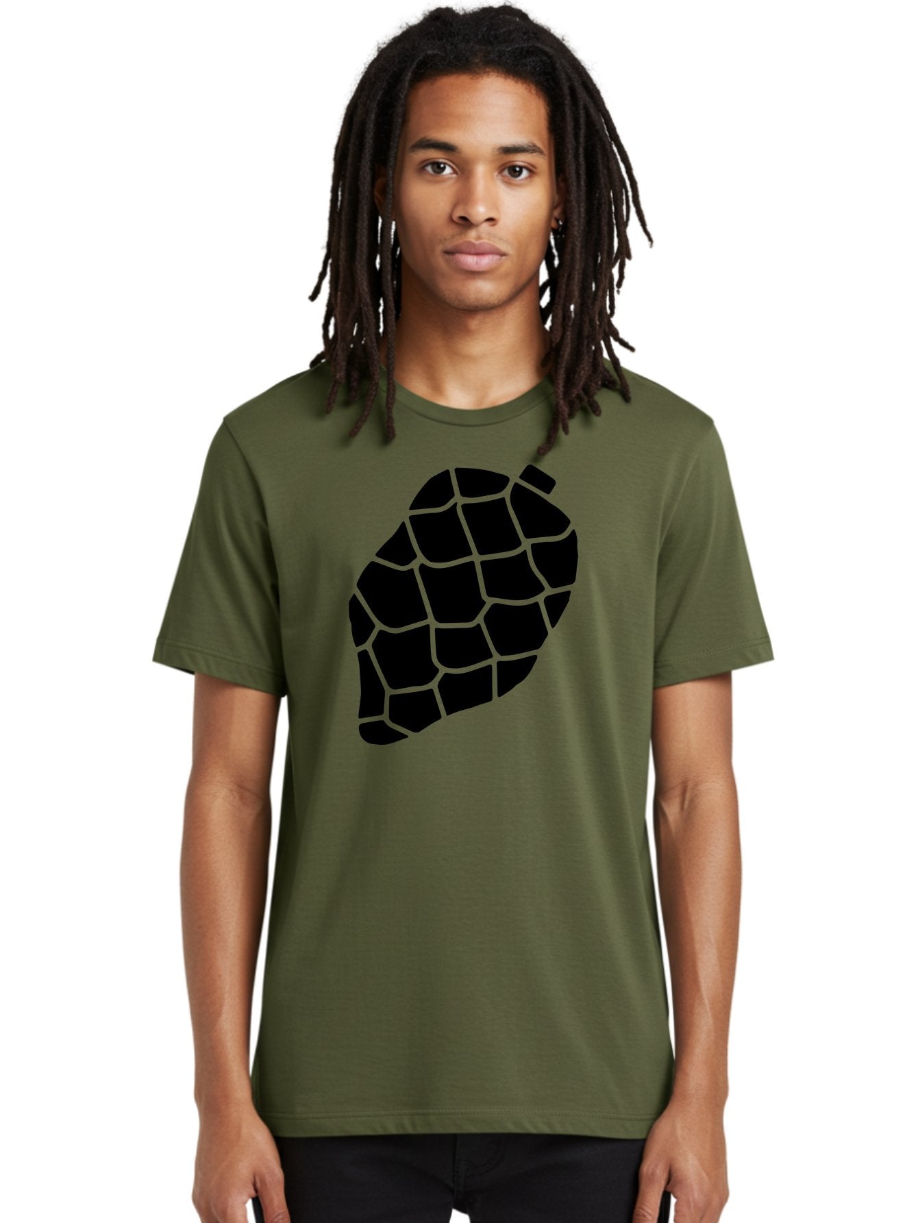 Turtle-Shell Men'S Graphic Tee, 100% Cotton, Comfortable Casual Summer Wear, Machine Washable, Turtle Shell, Black And Green, Reptile Scales, Natural Pattern, Wildlife, Animal Design, Abstract Shape -  Aaa616 25