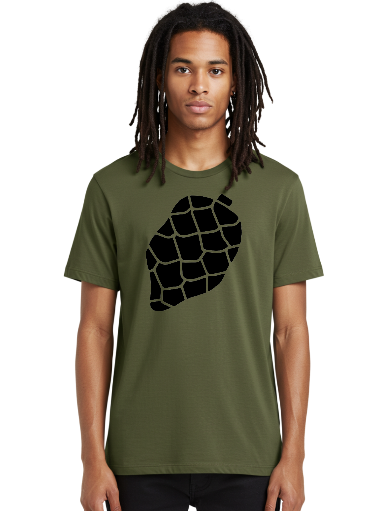 Turtle-Shell Men'S Graphic Tee, 100% Cotton, Comfortable Casual Summer Wear, Machine Washable, Turtle Shell, Black And Green, Reptile Scales, Natural Pattern, Wildlife, Animal Design, Abstract Shape -  Aaa616 16