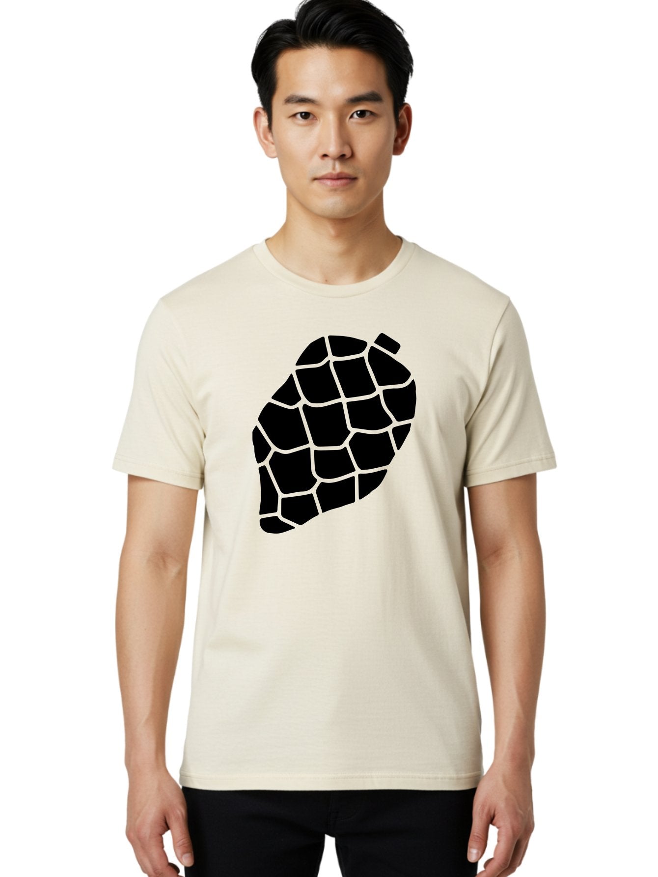 Turtle-Shell Men'S Graphic Tee, 100% Cotton, Comfortable Casual Summer Wear, Machine Washable, Turtle Shell, Black And Green, Reptile Scales, Natural Pattern, Wildlife, Animal Design, Abstract Shape -  Aaa616 30