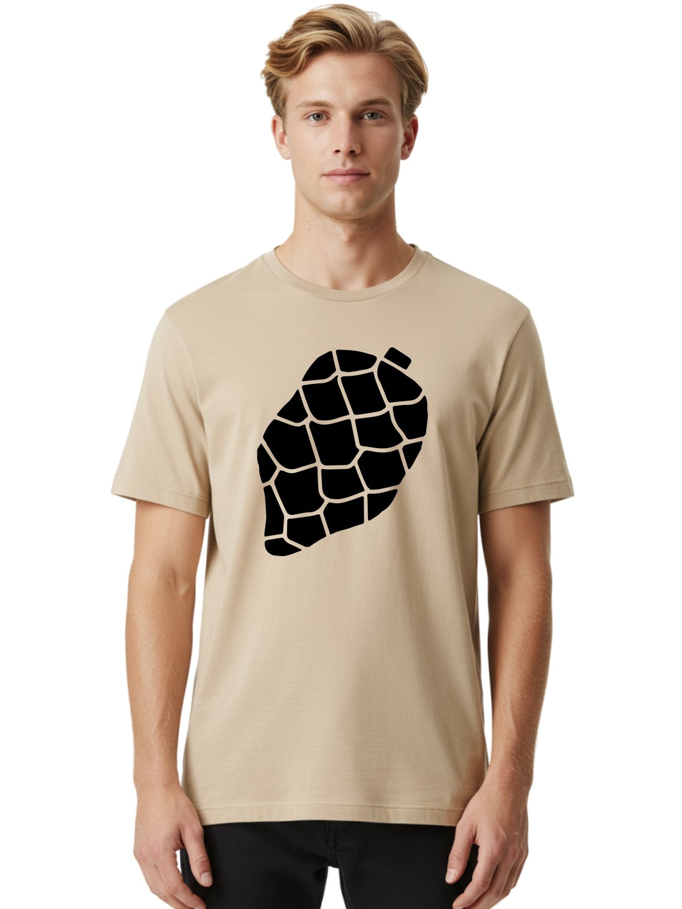 Turtle-Shell Men'S Graphic Tee, 100% Cotton, Comfortable Casual Summer Wear, Machine Washable, Turtle Shell, Black And Green, Reptile Scales, Natural Pattern, Wildlife, Animal Design, Abstract Shape -  Aaa616 18