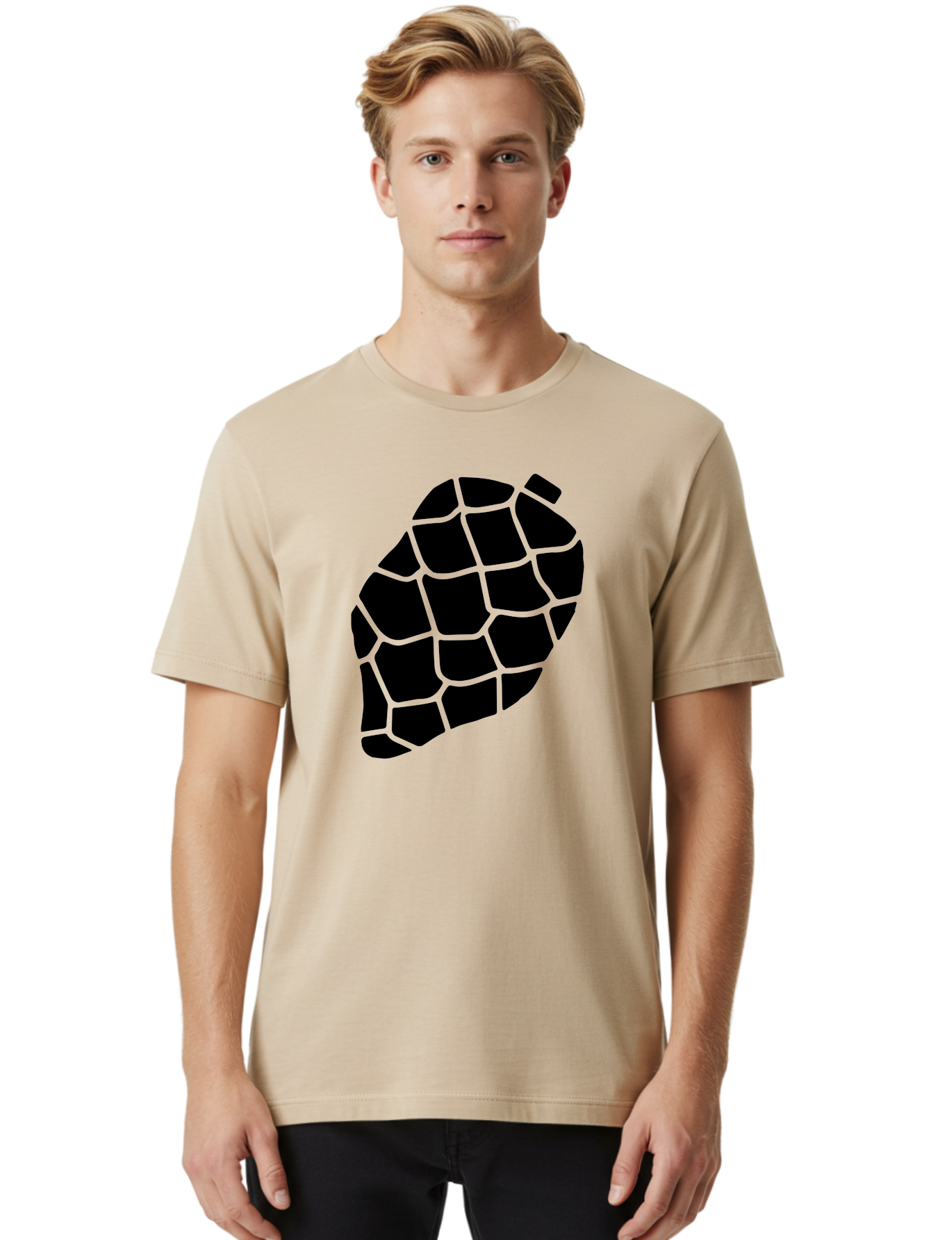 Turtle-Shell Men'S Graphic Tee, 100% Cotton, Comfortable Casual Summer Wear, Machine Washable, Turtle Shell, Black And Green, Reptile Scales, Natural Pattern, Wildlife, Animal Design, Abstract Shape -  Aaa616 28