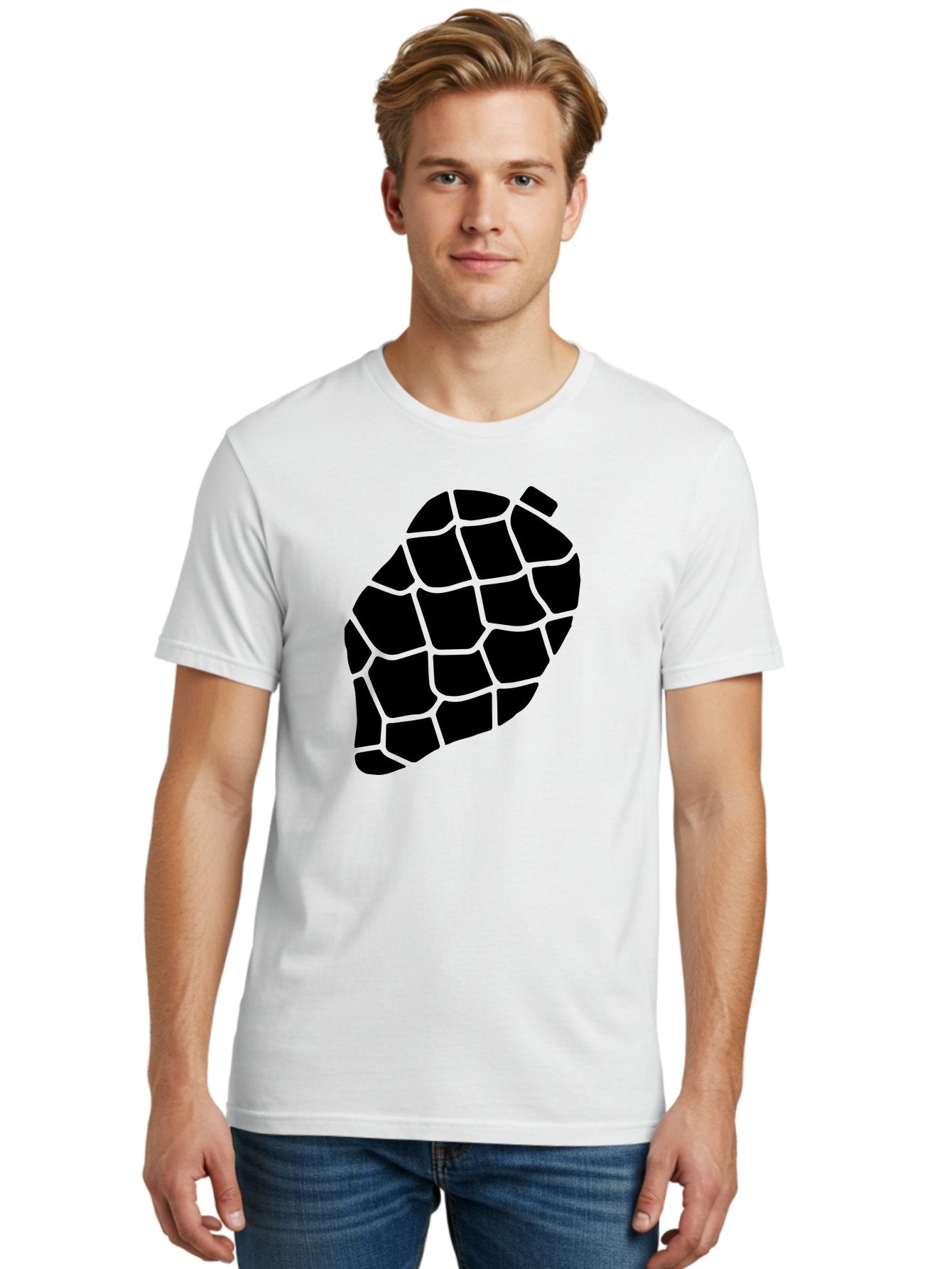 Turtle-Shell Men'S Graphic Tee, 100% Cotton, Comfortable Casual Summer Wear, Machine Washable, Turtle Shell, Black And Green, Reptile Scales, Natural Pattern, Wildlife, Animal Design, Abstract Shape -  Aaa616 24