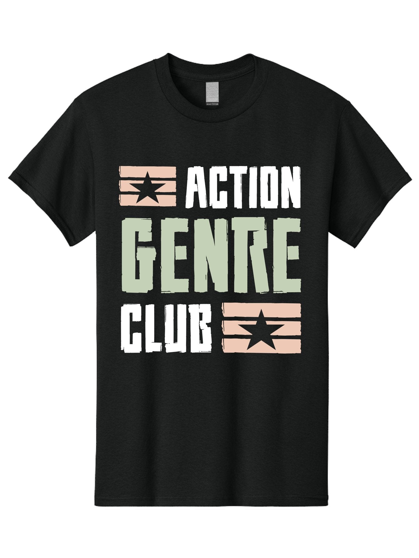 Action-Genre-Club Men'S Graphic Tee, 100% Cotton, Comfortable Casual Summer Wear, Machine Washable, Action Genre, Action Movies, Film Enthusiasts, Movie Buffs, Club Logo, Entertainment, Cinematic Experience, Adventure, Thriller, Blockbuster -  Aaa619 15