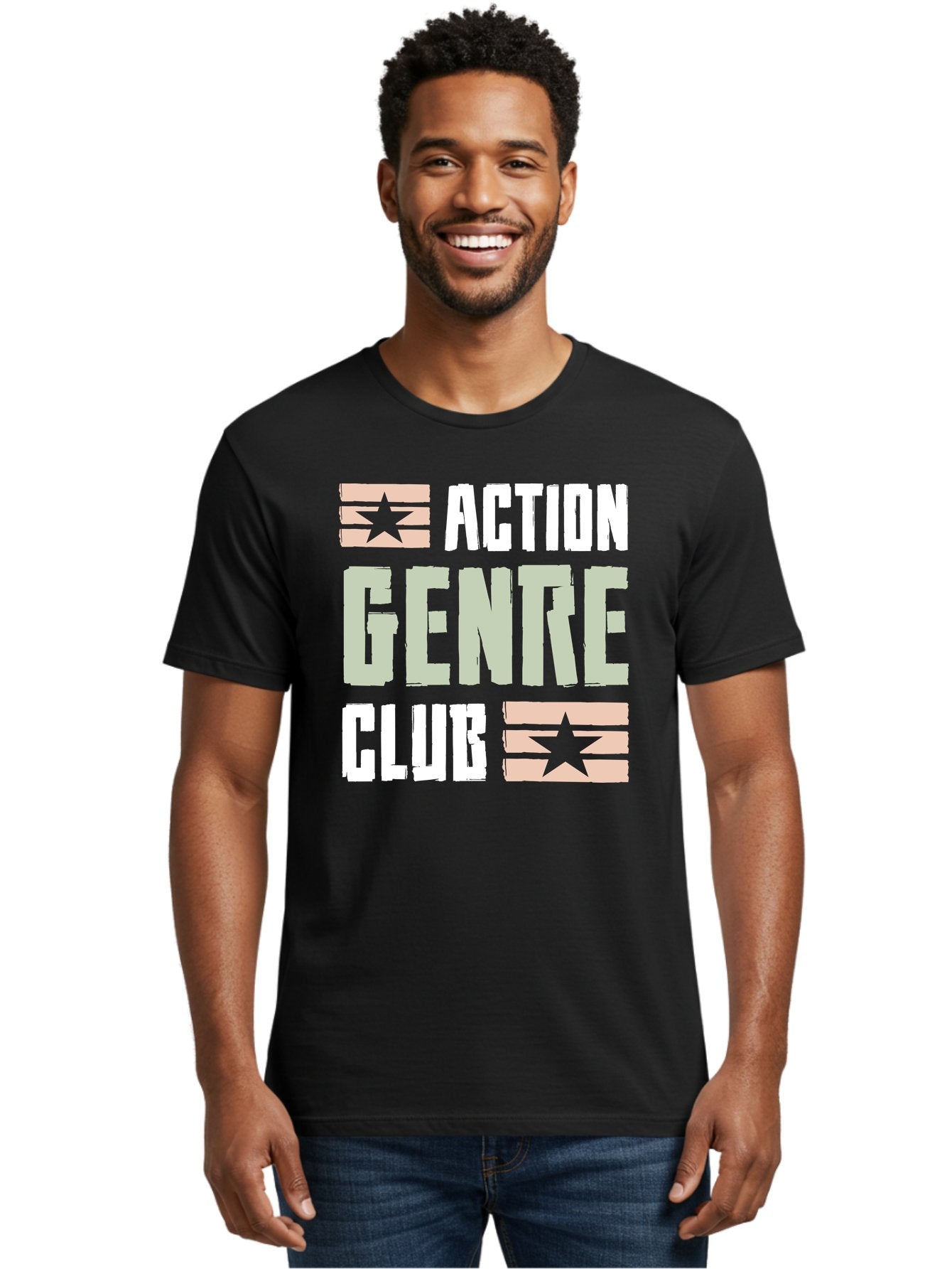 Action-Genre-Club Men'S Graphic Tee, 100% Cotton, Comfortable Casual Summer Wear, Machine Washable, Action Genre, Action Movies, Film Enthusiasts, Movie Buffs, Club Logo, Entertainment, Cinematic Experience, Adventure, Thriller, Blockbuster -  Aaa619 30