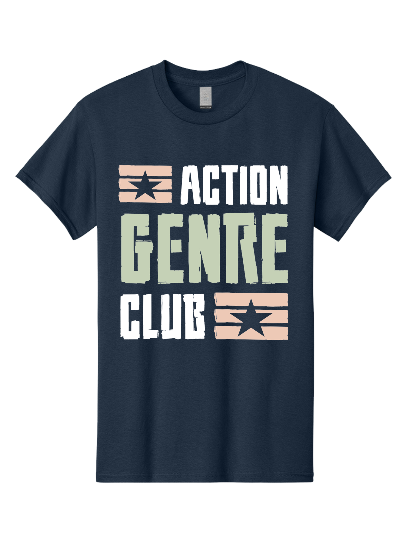 Action-Genre-Club Men'S Graphic Tee, 100% Cotton, Comfortable Casual Summer Wear, Machine Washable, Action Genre, Action Movies, Film Enthusiasts, Movie Buffs, Club Logo, Entertainment, Cinematic Experience, Adventure, Thriller, Blockbuster -  Aaa619 19