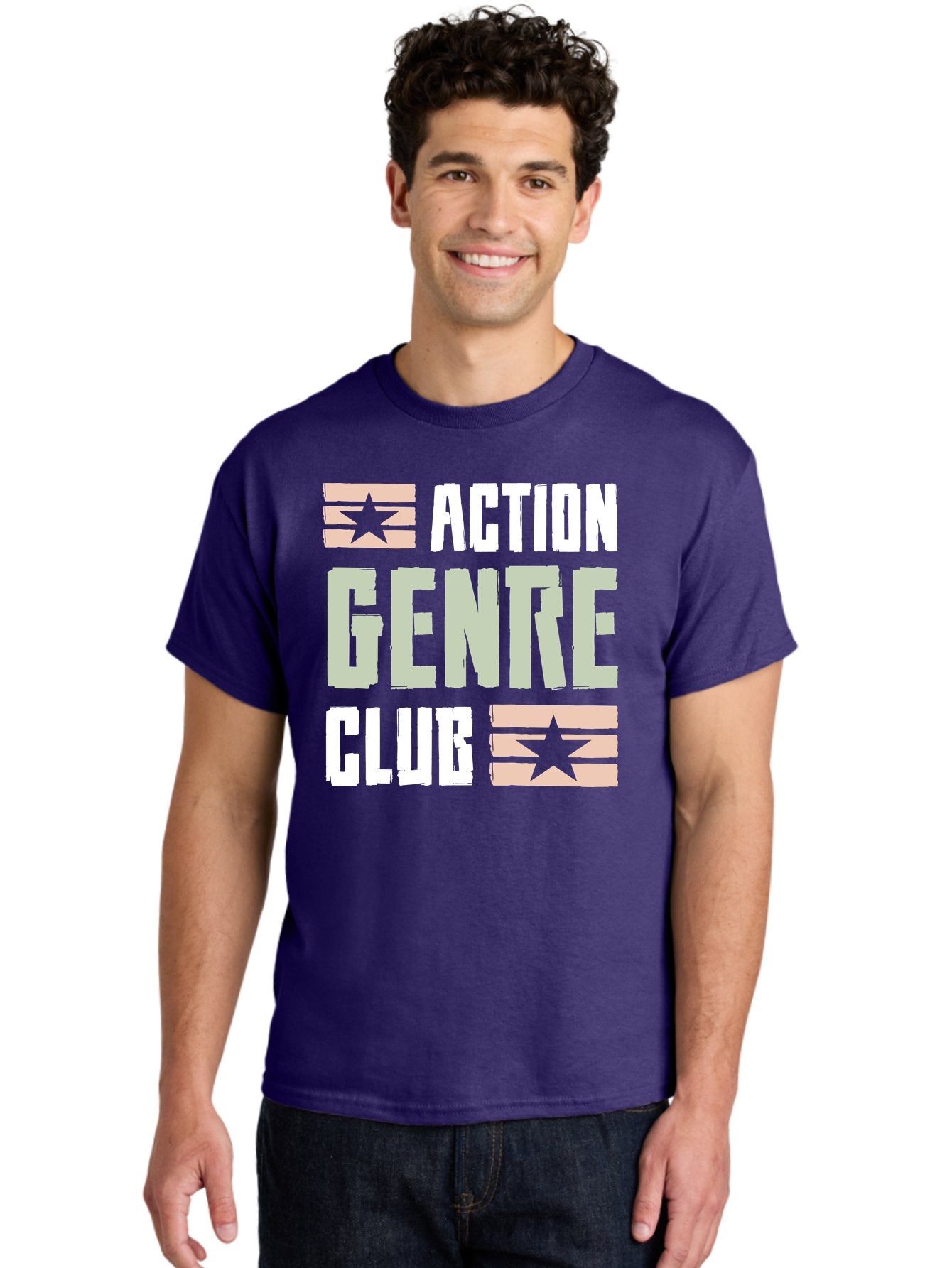 Action-Genre-Club Men'S Graphic Tee, 100% Cotton, Comfortable Casual Summer Wear, Machine Washable, Action Genre, Action Movies, Film Enthusiasts, Movie Buffs, Club Logo, Entertainment, Cinematic Experience, Adventure, Thriller, Blockbuster -  Aaa619 20
