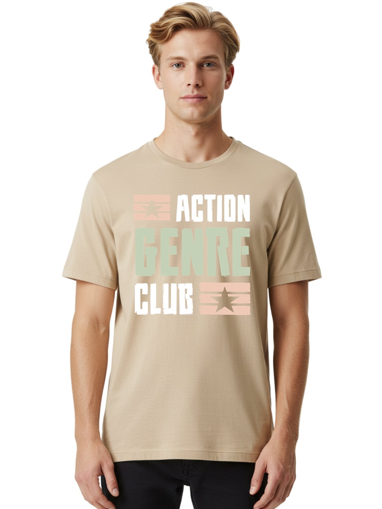 Action-Genre-Club Men'S Graphic Tee, 100% Cotton, Comfortable Casual Summer Wear, Machine Washable, Action Genre, Action Movies, Film Enthusiasts, Movie Buffs, Club Logo, Entertainment, Cinematic Experience, Adventure, Thriller, Blockbuster -  Aaa619 18