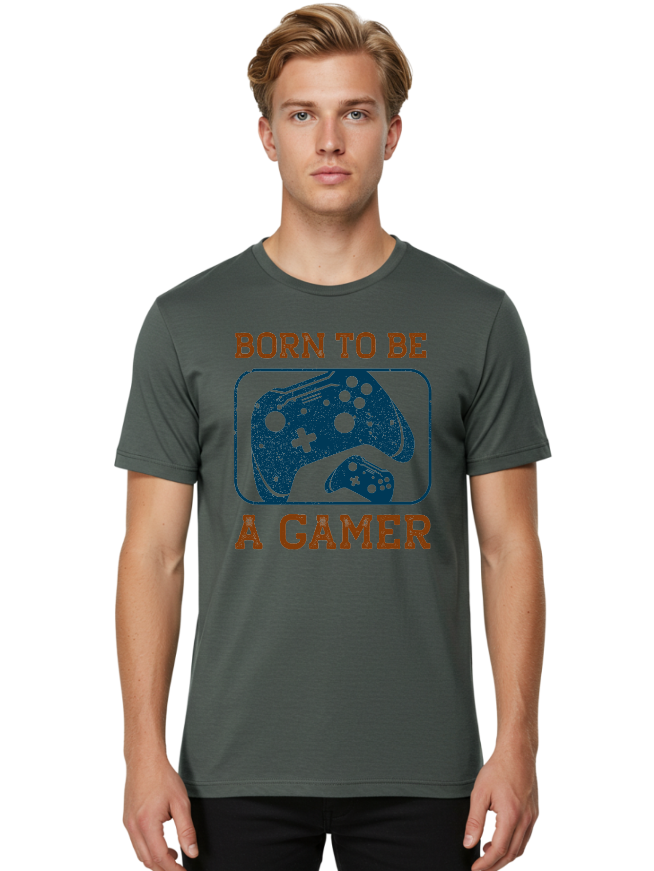 Born-To-Be-A-Gamer Men'S Graphic Tee, 100% Cotton, Comfortable Casual Summer Wear, Machine Washable, Gaming Controller, Born To Be A Gamer, Video Game Accessories, Gamer Lifestyle, Gaming Culture, Gaming Passion, Game Console -  Aaa621