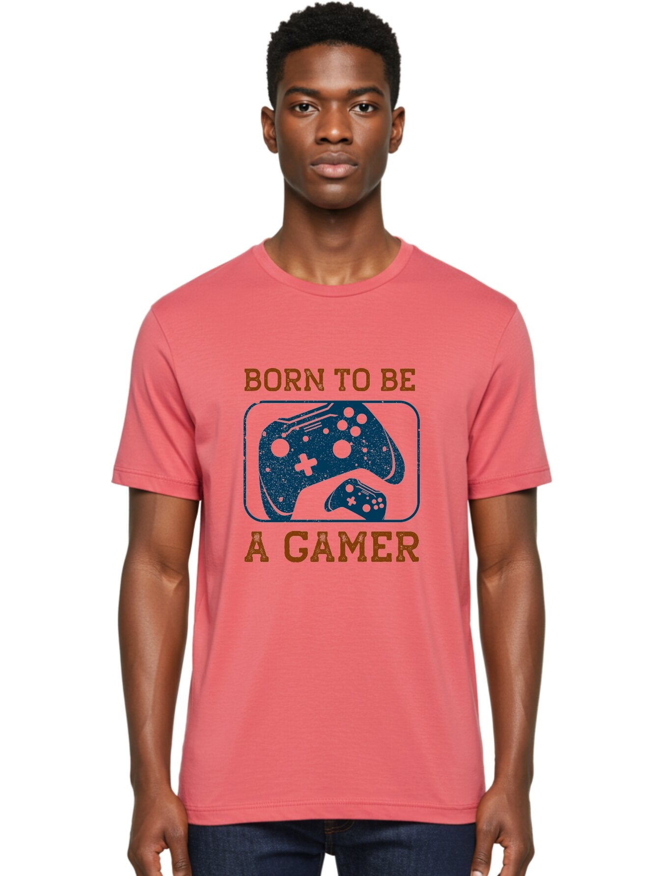 Born-To-Be-A-Gamer Men'S Graphic Tee, 100% Cotton, Comfortable Casual Summer Wear, Machine Washable, Gaming Controller, Born To Be A Gamer, Video Game Accessories, Gamer Lifestyle, Gaming Culture, Gaming Passion, Game Console -  Aaa621 23