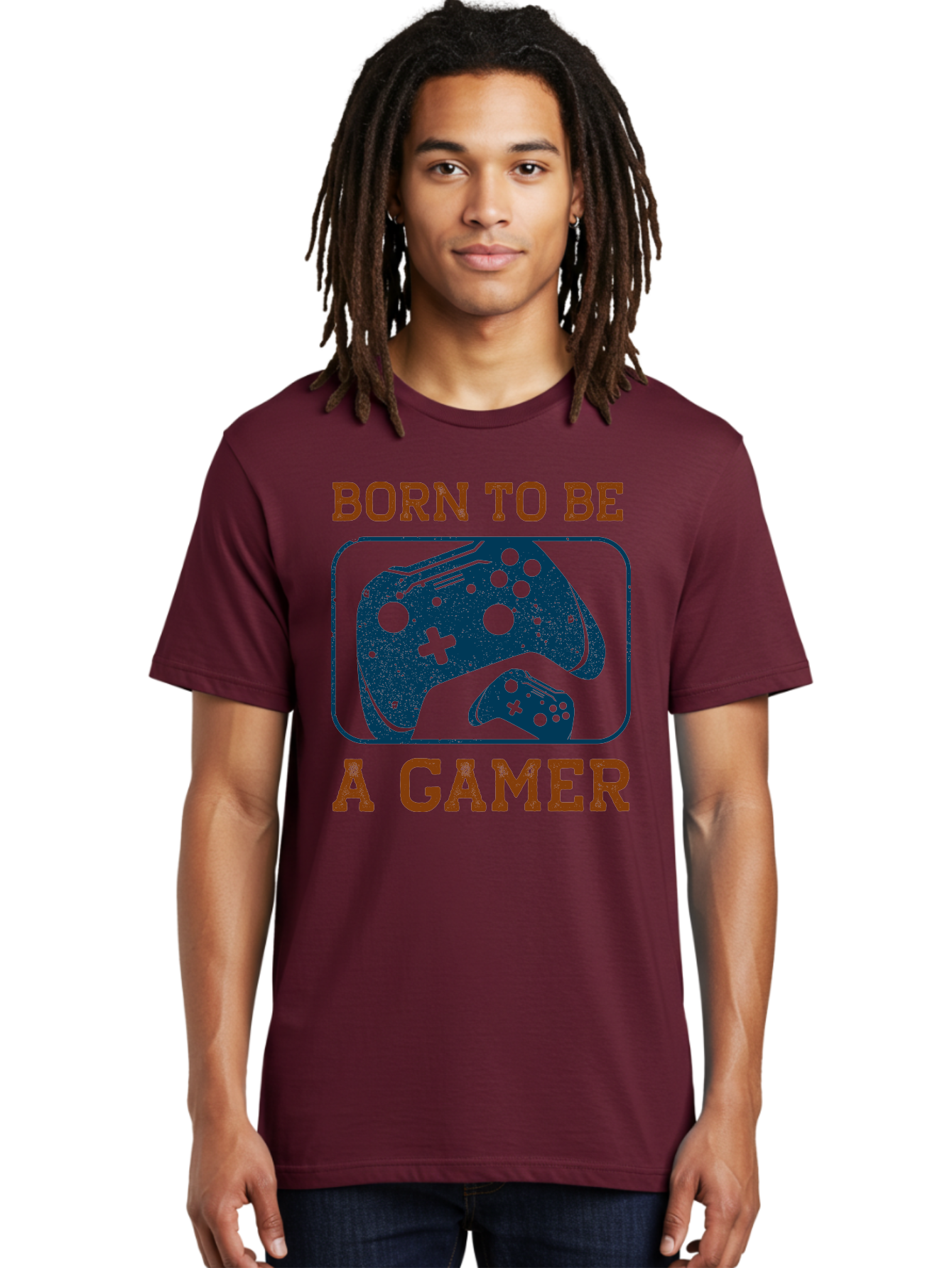 Born-To-Be-A-Gamer Men'S Graphic Tee, 100% Cotton, Comfortable Casual Summer Wear, Machine Washable, Gaming Controller, Born To Be A Gamer, Video Game Accessories, Gamer Lifestyle, Gaming Culture, Gaming Passion, Game Console -  Aaa621 22