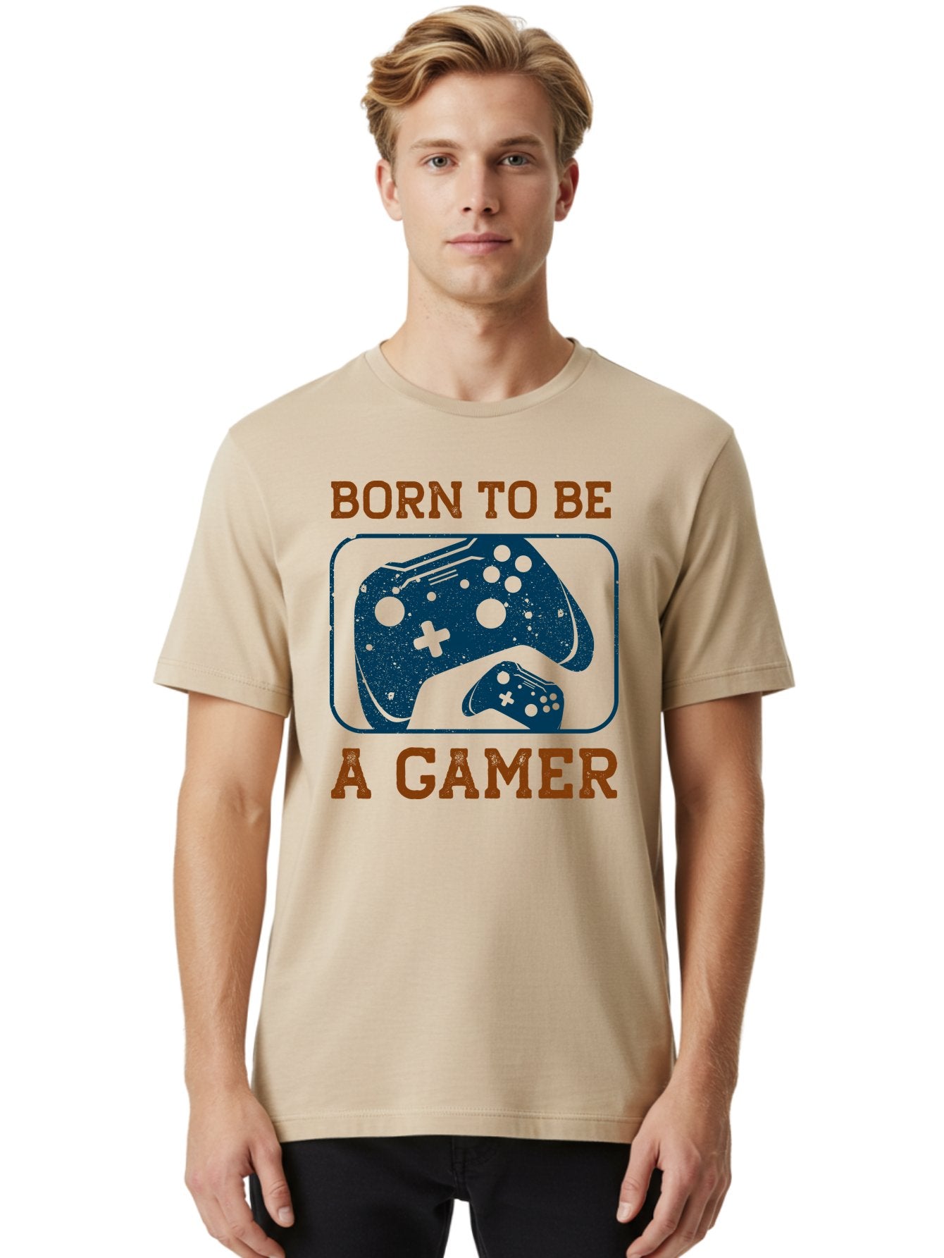 Born-To-Be-A-Gamer Men'S Graphic Tee, 100% Cotton, Comfortable Casual Summer Wear, Machine Washable, Gaming Controller, Born To Be A Gamer, Video Game Accessories, Gamer Lifestyle, Gaming Culture, Gaming Passion, Game Console -  Aaa621 24