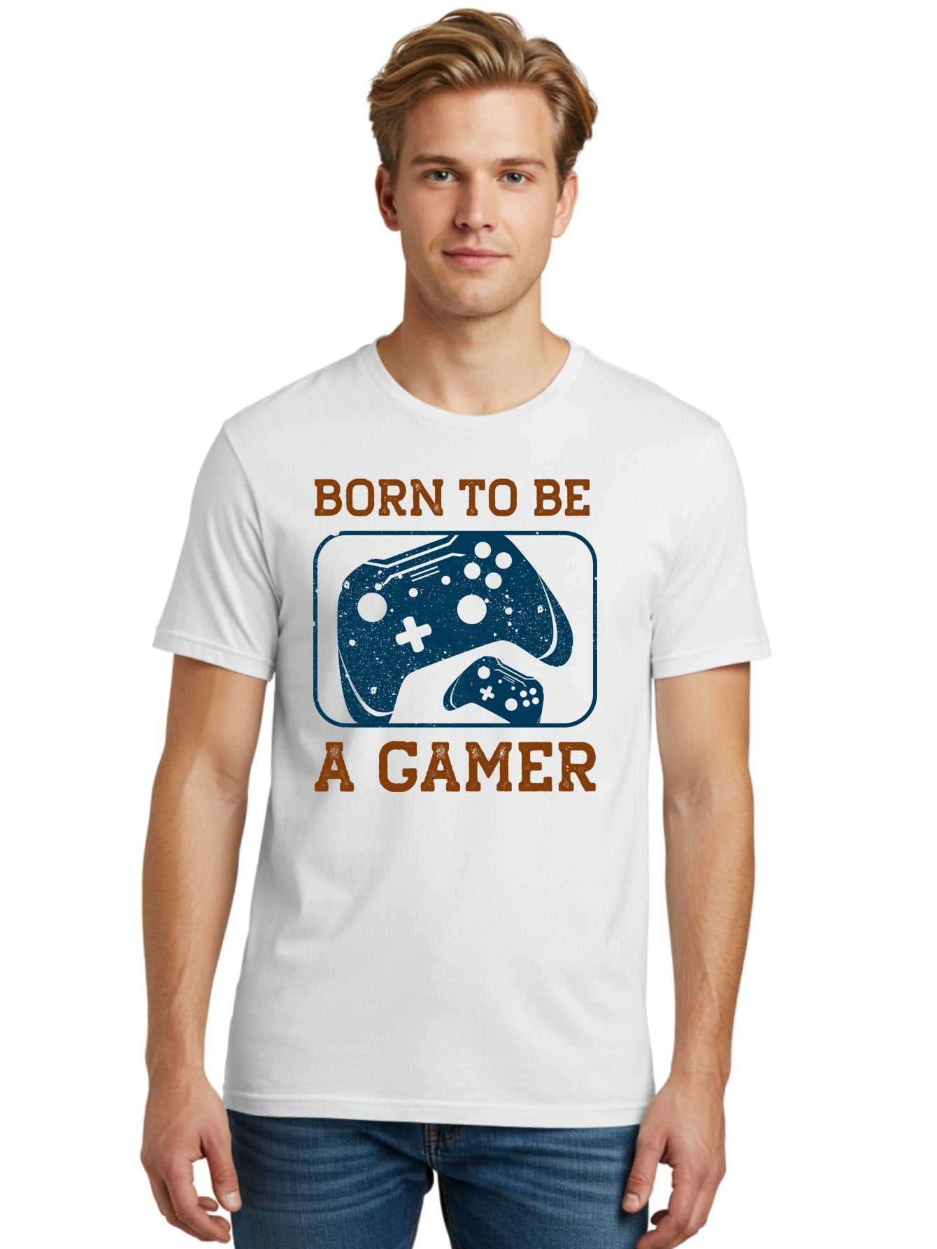 Born-To-Be-A-Gamer Men'S Graphic Tee, 100% Cotton, Comfortable Casual Summer Wear, Machine Washable, Gaming Controller, Born To Be A Gamer, Video Game Accessories, Gamer Lifestyle, Gaming Culture, Gaming Passion, Game Console -  Aaa621 16