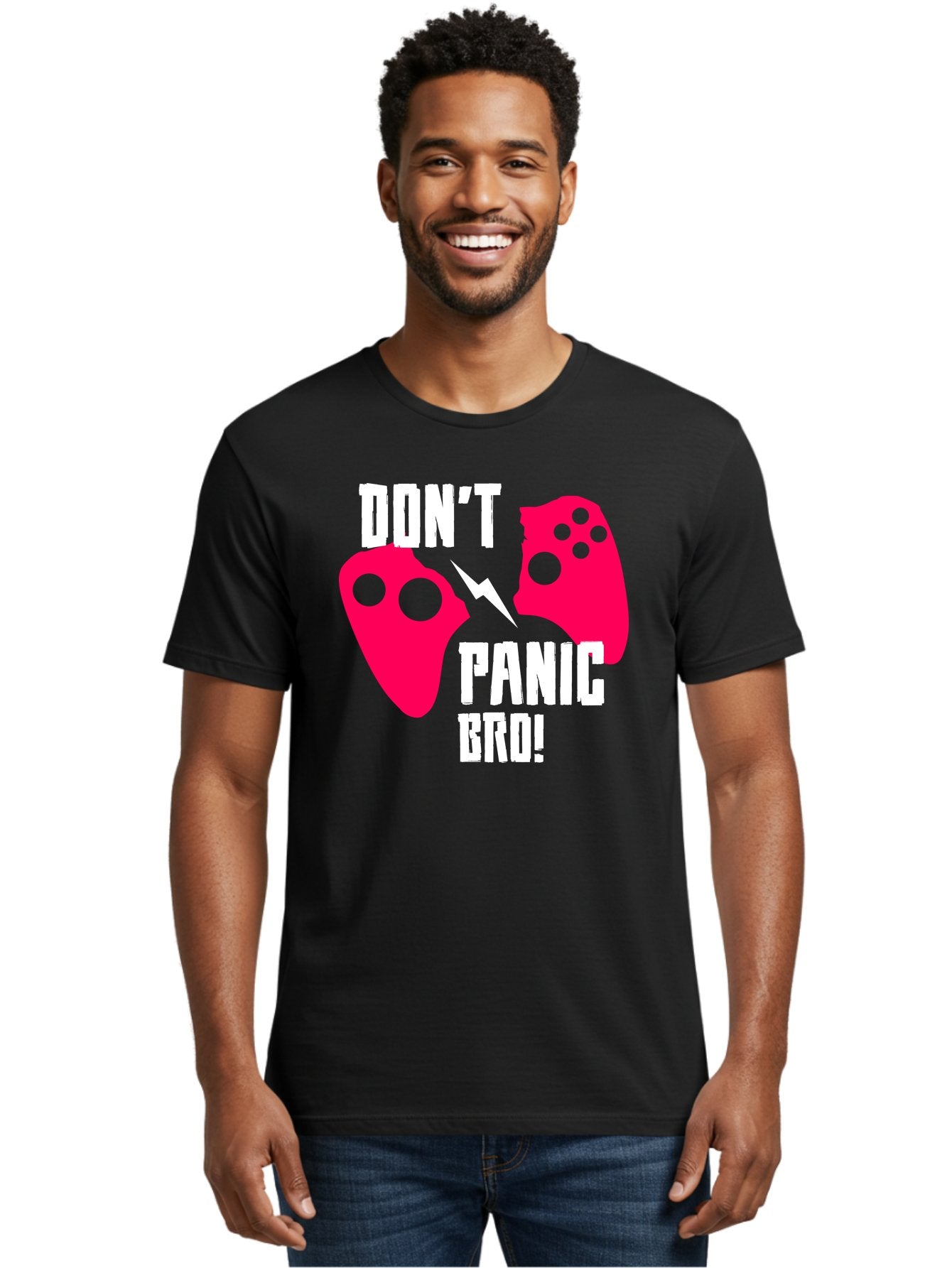 Don-T-Panic-Bro Men'S Graphic Tee, 100% Cotton, Comfortable Casual Summer Wear, Machine Washable, Gaming, Game Controllers, Broken Controller, Don'T Panic, Panic, Bro, Funny Quote, Humorous Meme, Gaming Humor, Gaming Frustration -  Aaa624 30