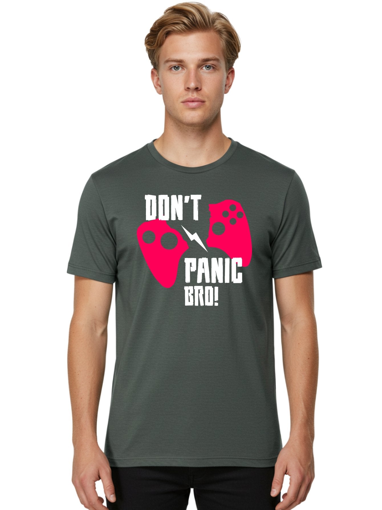 Don-T-Panic-Bro Men'S Graphic Tee, 100% Cotton, Comfortable Casual Summer Wear, Machine Washable, Gaming, Game Controllers, Broken Controller, Don'T Panic, Panic, Bro, Funny Quote, Humorous Meme, Gaming Humor, Gaming Frustration -  Aaa624 26