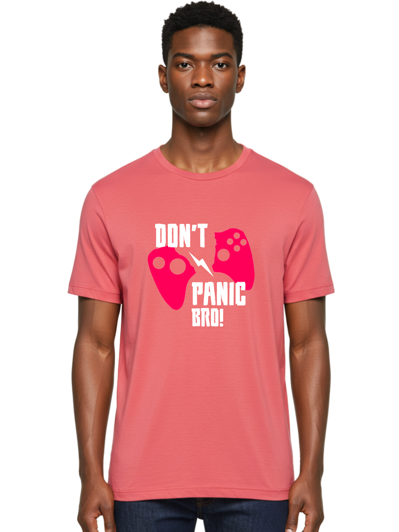 Don-T-Panic-Bro Men'S Graphic Tee, 100% Cotton, Comfortable Casual Summer Wear, Machine Washable, Gaming, Game Controllers, Broken Controller, Don'T Panic, Panic, Bro, Funny Quote, Humorous Meme, Gaming Humor, Gaming Frustration -  Aaa624 30