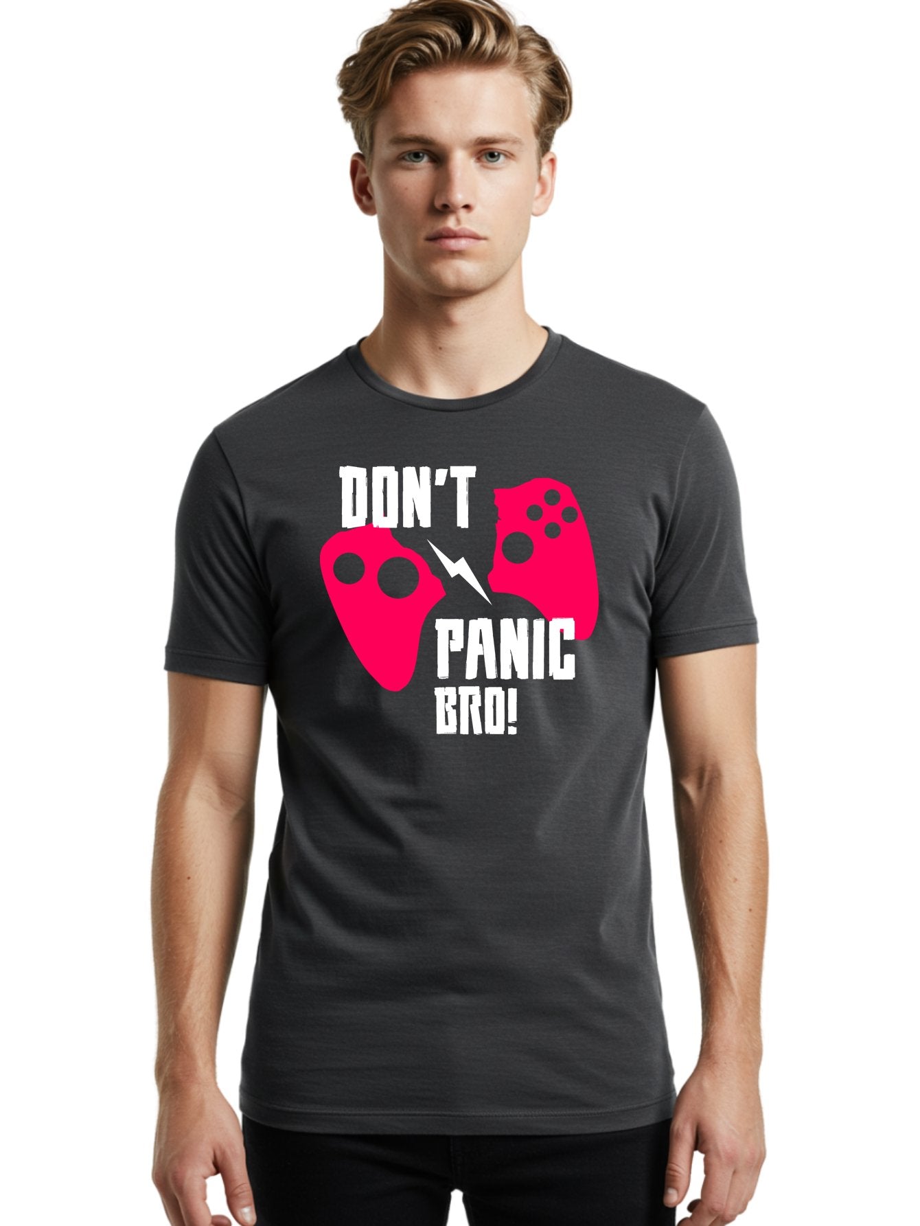 Don-T-Panic-Bro Men'S Graphic Tee, 100% Cotton, Comfortable Casual Summer Wear, Machine Washable, Gaming, Game Controllers, Broken Controller, Don'T Panic, Panic, Bro, Funny Quote, Humorous Meme, Gaming Humor, Gaming Frustration -  Aaa624 20