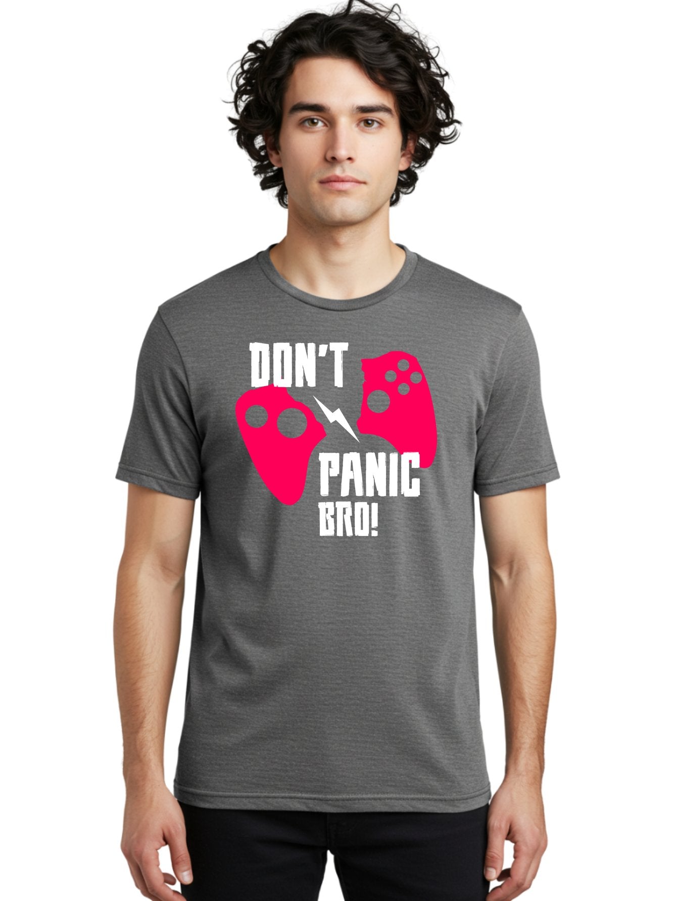 Don-T-Panic-Bro Men'S Graphic Tee, 100% Cotton, Comfortable Casual Summer Wear, Machine Washable, Gaming, Game Controllers, Broken Controller, Don'T Panic, Panic, Bro, Funny Quote, Humorous Meme, Gaming Humor, Gaming Frustration -  Aaa624 25