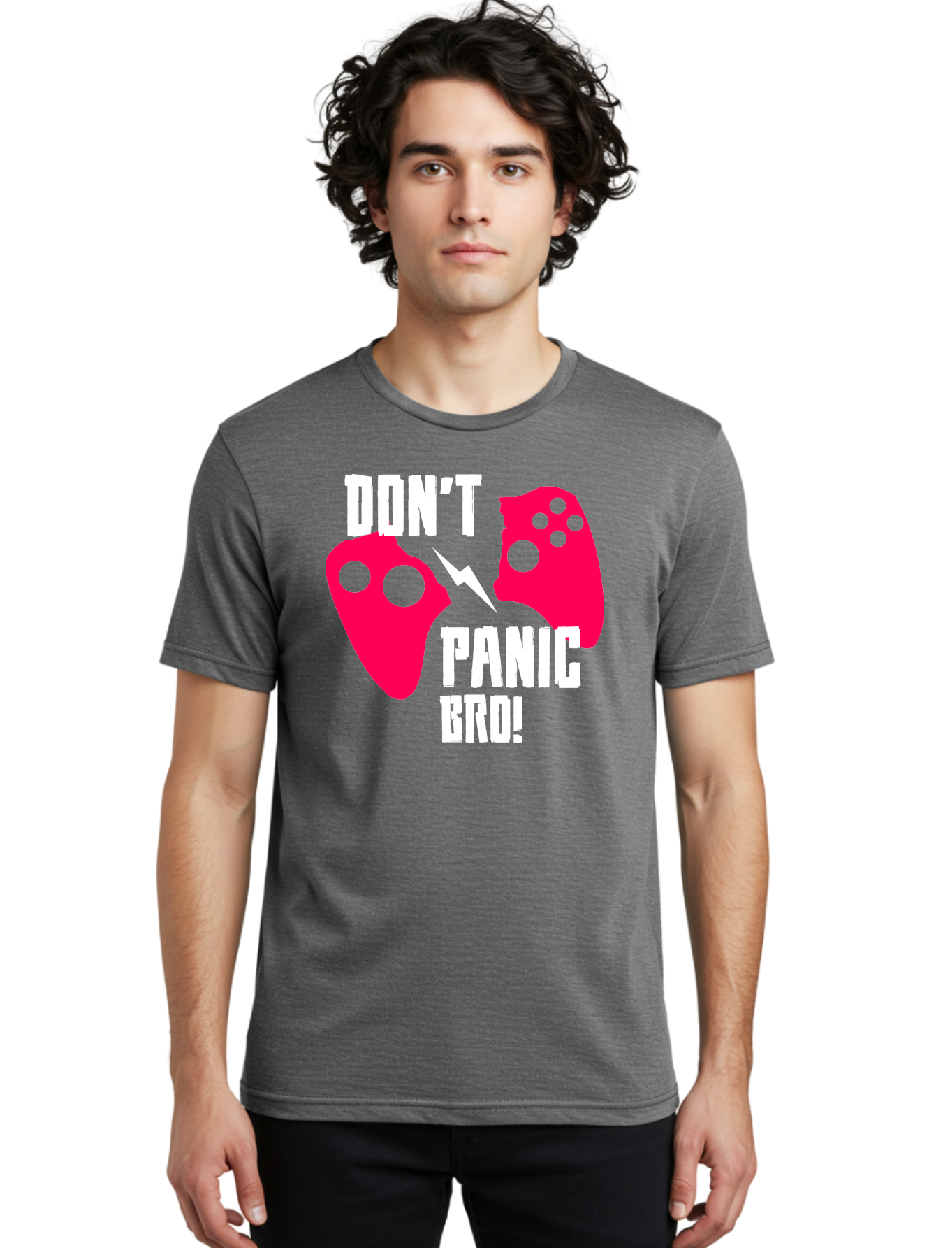 Don-T-Panic-Bro Men'S Graphic Tee, 100% Cotton, Comfortable Casual Summer Wear, Machine Washable, Gaming, Game Controllers, Broken Controller, Don'T Panic, Panic, Bro, Funny Quote, Humorous Meme, Gaming Humor, Gaming Frustration -  Aaa624 10