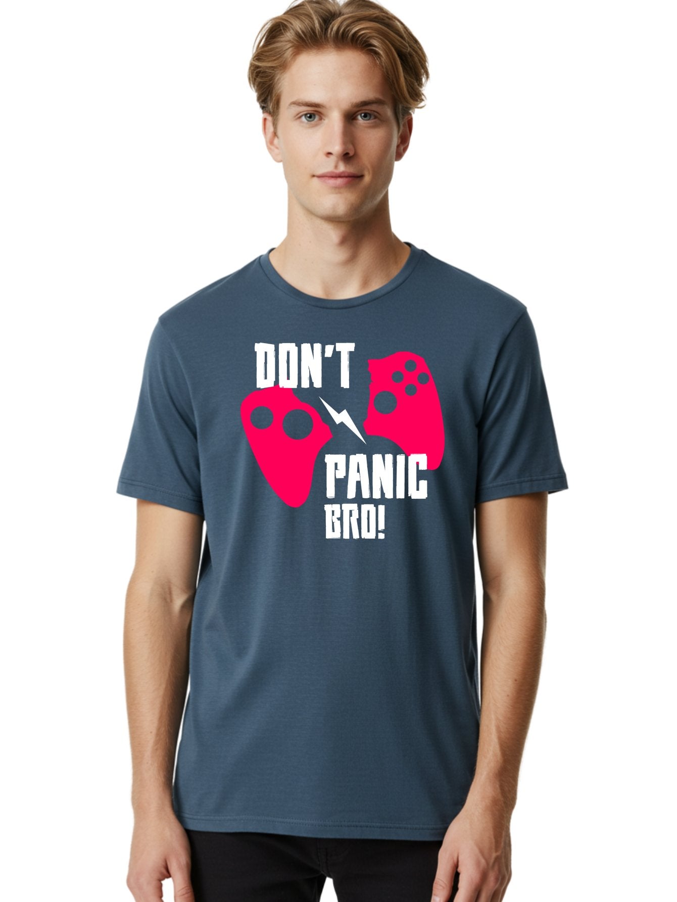 Don-T-Panic-Bro Men'S Graphic Tee, 100% Cotton, Comfortable Casual Summer Wear, Machine Washable, Gaming, Game Controllers, Broken Controller, Don'T Panic, Panic, Bro, Funny Quote, Humorous Meme, Gaming Humor, Gaming Frustration -  Aaa624 18
