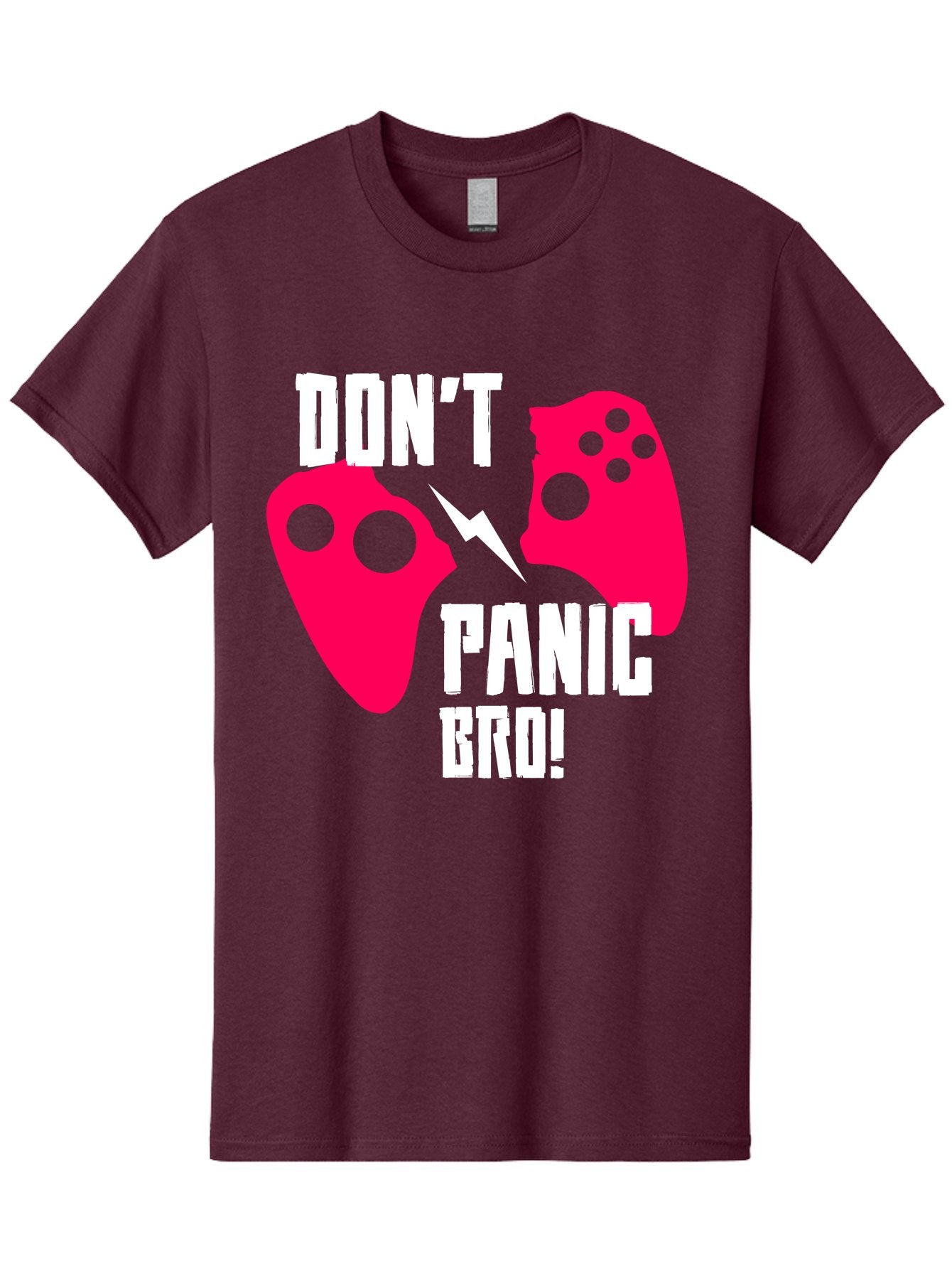 Don-T-Panic-Bro Men'S Graphic Tee, 100% Cotton, Comfortable Casual Summer Wear, Machine Washable, Gaming, Game Controllers, Broken Controller, Don'T Panic, Panic, Bro, Funny Quote, Humorous Meme, Gaming Humor, Gaming Frustration -  Aaa624