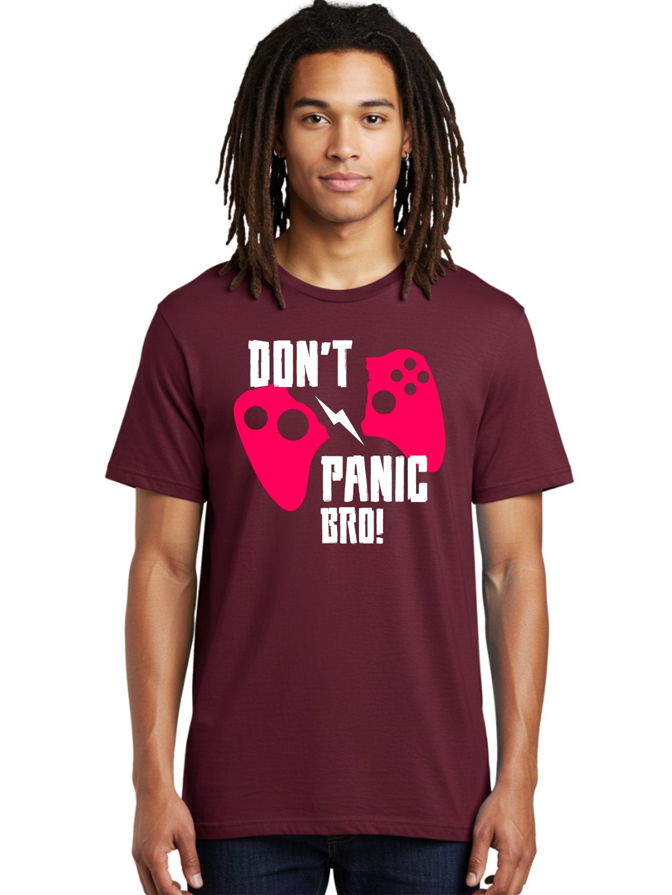 Don-T-Panic-Bro Men'S Graphic Tee, 100% Cotton, Comfortable Casual Summer Wear, Machine Washable, Gaming, Game Controllers, Broken Controller, Don'T Panic, Panic, Bro, Funny Quote, Humorous Meme, Gaming Humor, Gaming Frustration -  Aaa624 21