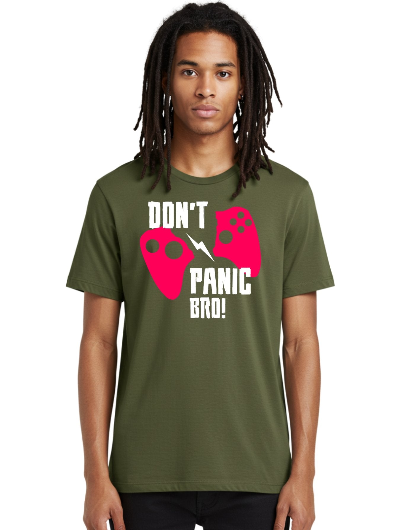 Don-T-Panic-Bro Men'S Graphic Tee, 100% Cotton, Comfortable Casual Summer Wear, Machine Washable, Gaming, Game Controllers, Broken Controller, Don'T Panic, Panic, Bro, Funny Quote, Humorous Meme, Gaming Humor, Gaming Frustration -  Aaa624 28