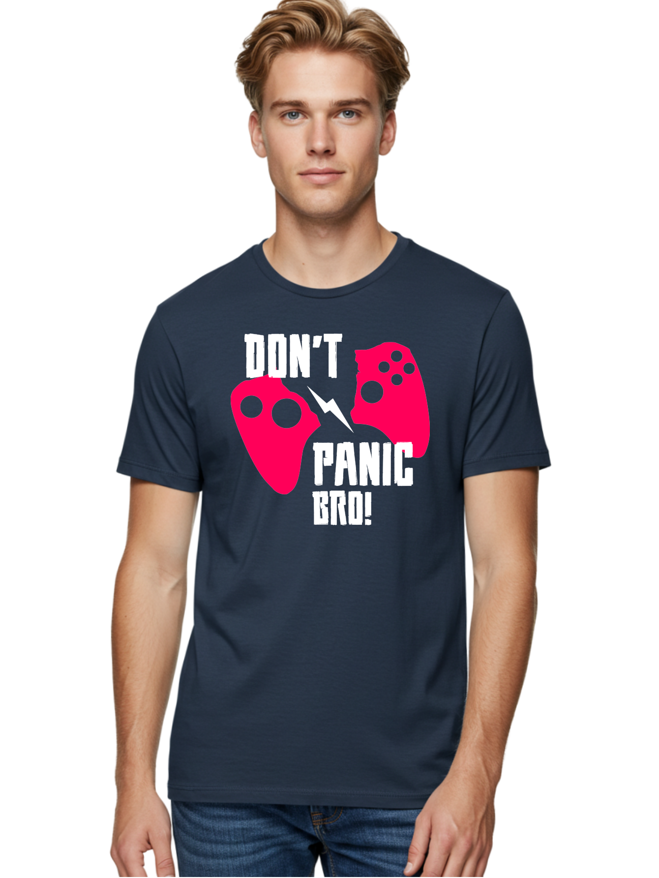 Don-T-Panic-Bro Men'S Graphic Tee, 100% Cotton, Comfortable Casual Summer Wear, Machine Washable, Gaming, Game Controllers, Broken Controller, Don'T Panic, Panic, Bro, Funny Quote, Humorous Meme, Gaming Humor, Gaming Frustration -  Aaa624 20