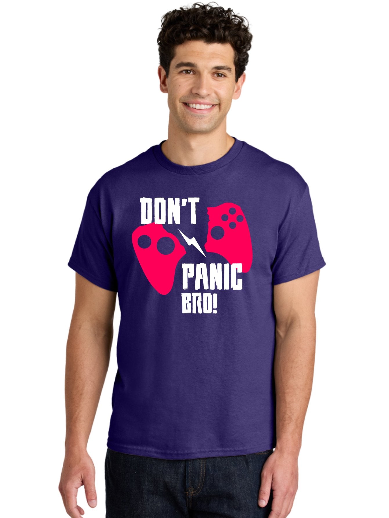 Don-T-Panic-Bro Men'S Graphic Tee, 100% Cotton, Comfortable Casual Summer Wear, Machine Washable, Gaming, Game Controllers, Broken Controller, Don'T Panic, Panic, Bro, Funny Quote, Humorous Meme, Gaming Humor, Gaming Frustration -  Aaa624 29