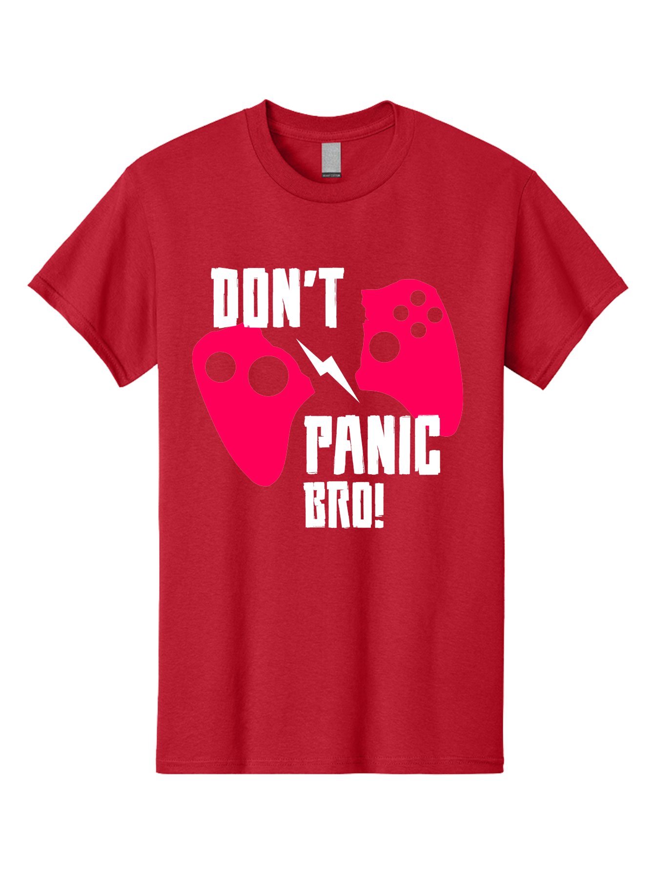 Don-T-Panic-Bro Men'S Graphic Tee, 100% Cotton, Comfortable Casual Summer Wear, Machine Washable, Gaming, Game Controllers, Broken Controller, Don'T Panic, Panic, Bro, Funny Quote, Humorous Meme, Gaming Humor, Gaming Frustration -  Aaa624