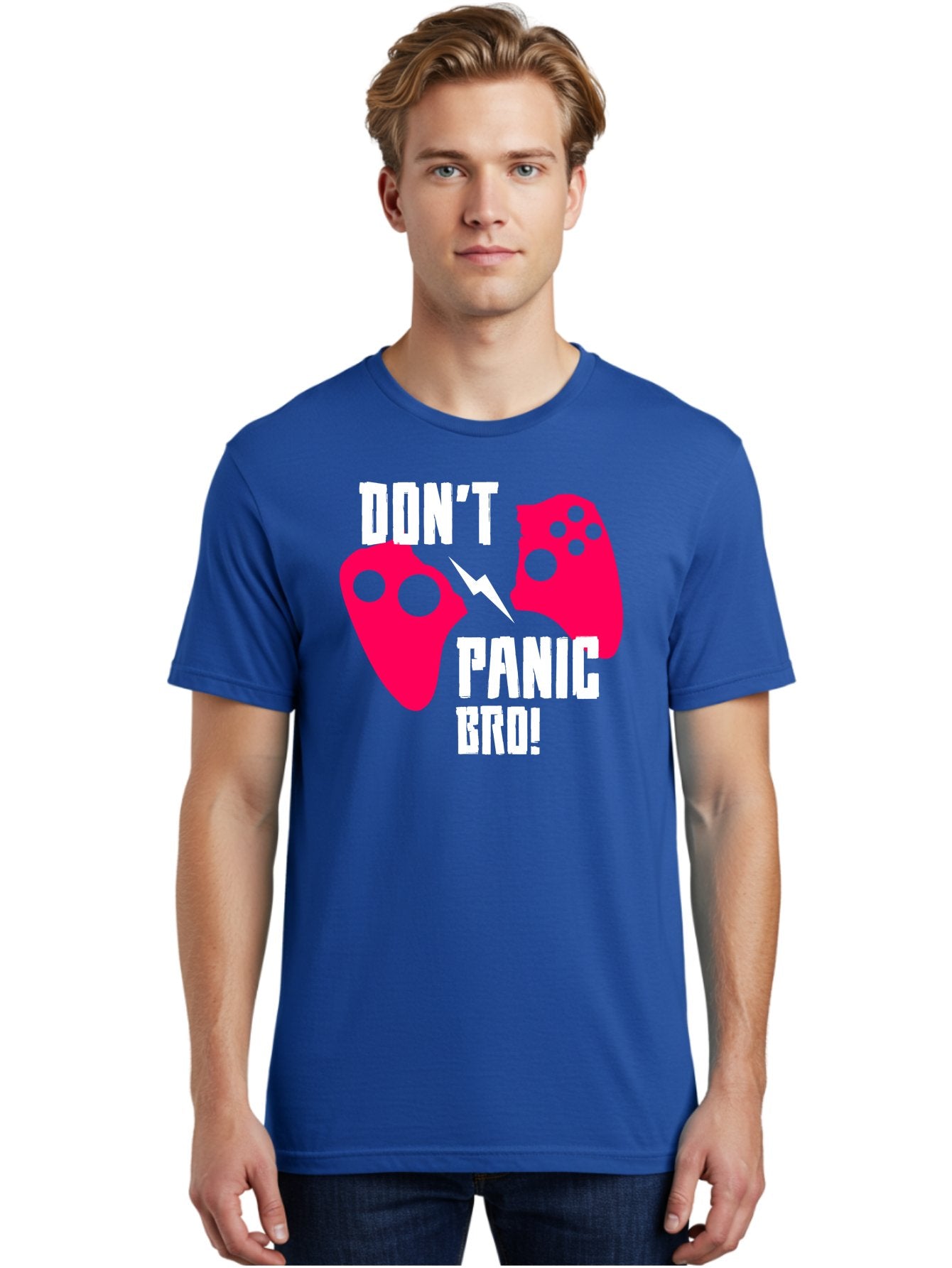 Don-T-Panic-Bro Men'S Graphic Tee, 100% Cotton, Comfortable Casual Summer Wear, Machine Washable, Gaming, Game Controllers, Broken Controller, Don'T Panic, Panic, Bro, Funny Quote, Humorous Meme, Gaming Humor, Gaming Frustration -  Aaa624 17