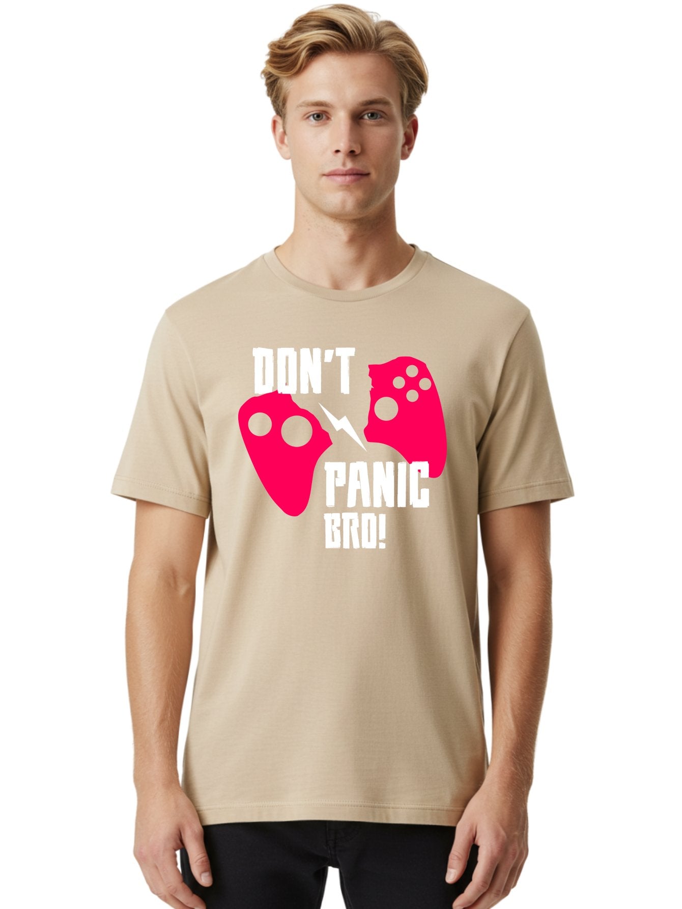 Don-T-Panic-Bro Men'S Graphic Tee, 100% Cotton, Comfortable Casual Summer Wear, Machine Washable, Gaming, Game Controllers, Broken Controller, Don'T Panic, Panic, Bro, Funny Quote, Humorous Meme, Gaming Humor, Gaming Frustration -  Aaa624 22