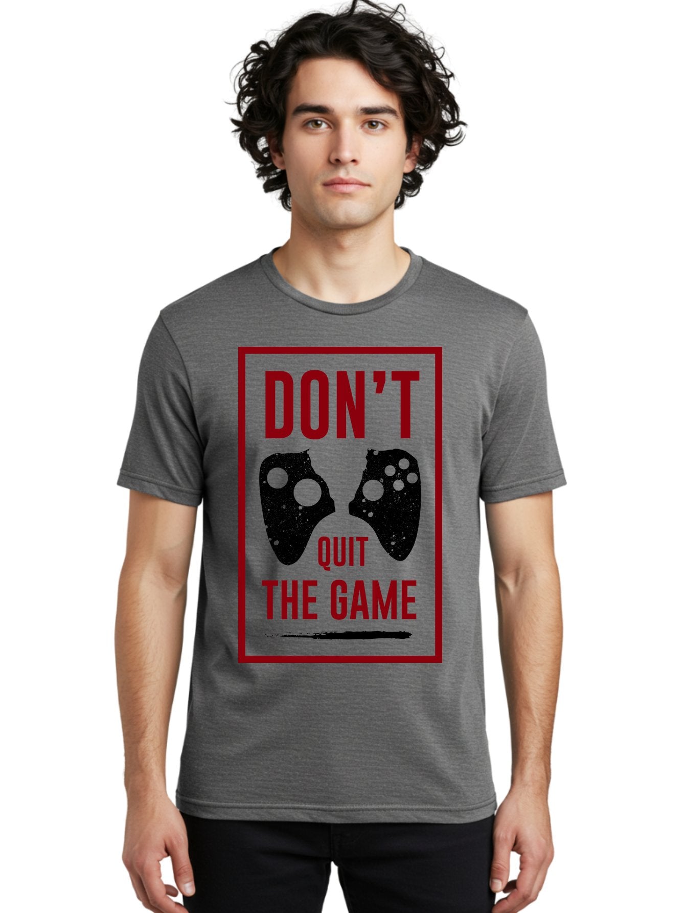 Don-T-Quit-The-Game Men'S Graphic Tee, 100% Cotton, Comfortable Casual Summer Wear, Machine Washable, Gaming Motivational Quote, Don'T Quit The Game, Gaming Controllers, Perseverance, Motivation, Gamers, Inspirational Quotes, Video Game -  Aaa625 24