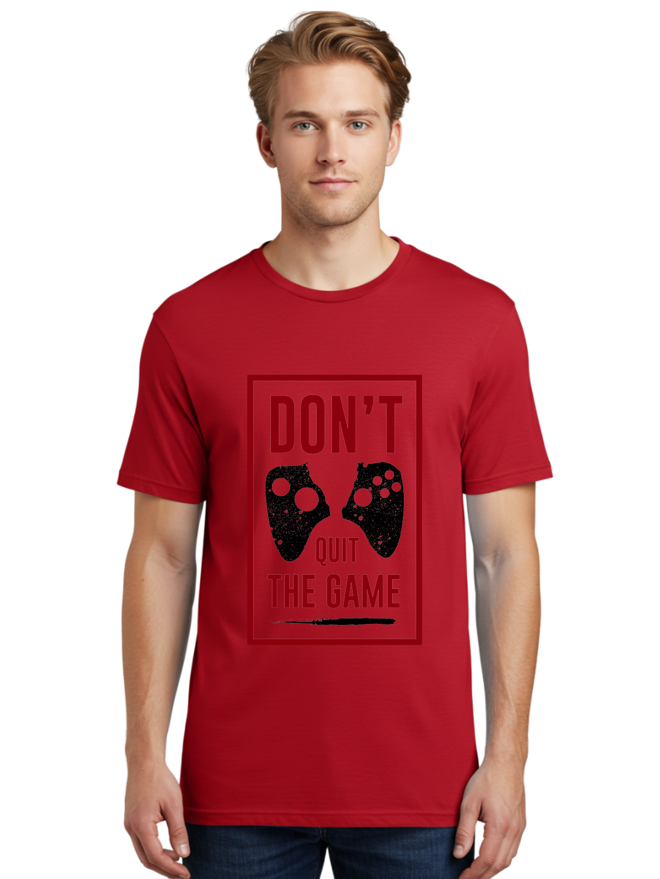 Don-T-Quit-The-Game Men'S Graphic Tee, 100% Cotton, Comfortable Casual Summer Wear, Machine Washable, Gaming Motivational Quote, Don'T Quit The Game, Gaming Controllers, Perseverance, Motivation, Gamers, Inspirational Quotes, Video Game -  Aaa625