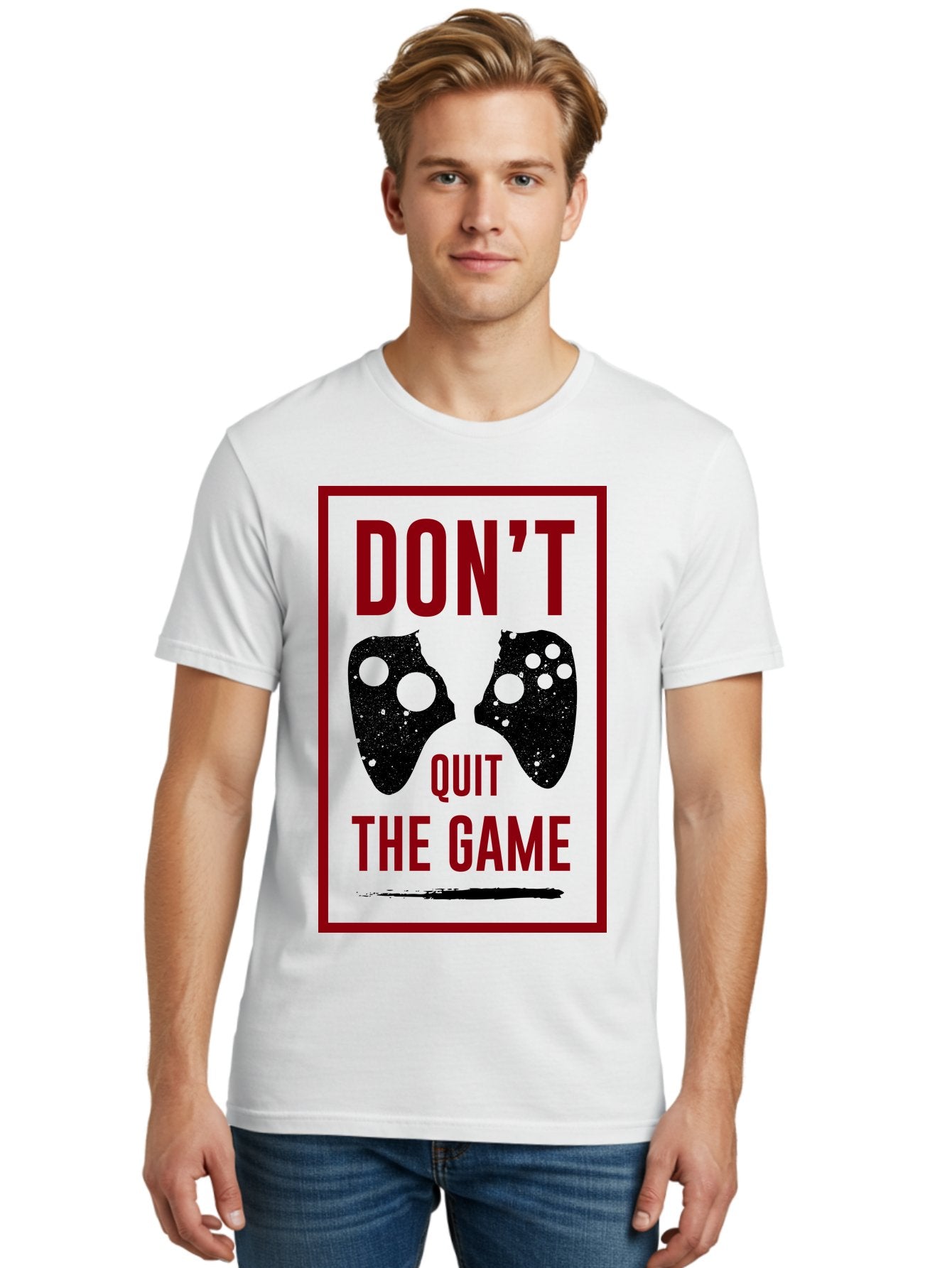 Don-T-Quit-The-Game Men'S Graphic Tee, 100% Cotton, Comfortable Casual Summer Wear, Machine Washable, Gaming Motivational Quote, Don'T Quit The Game, Gaming Controllers, Perseverance, Motivation, Gamers, Inspirational Quotes, Video Game -  Aaa625 27