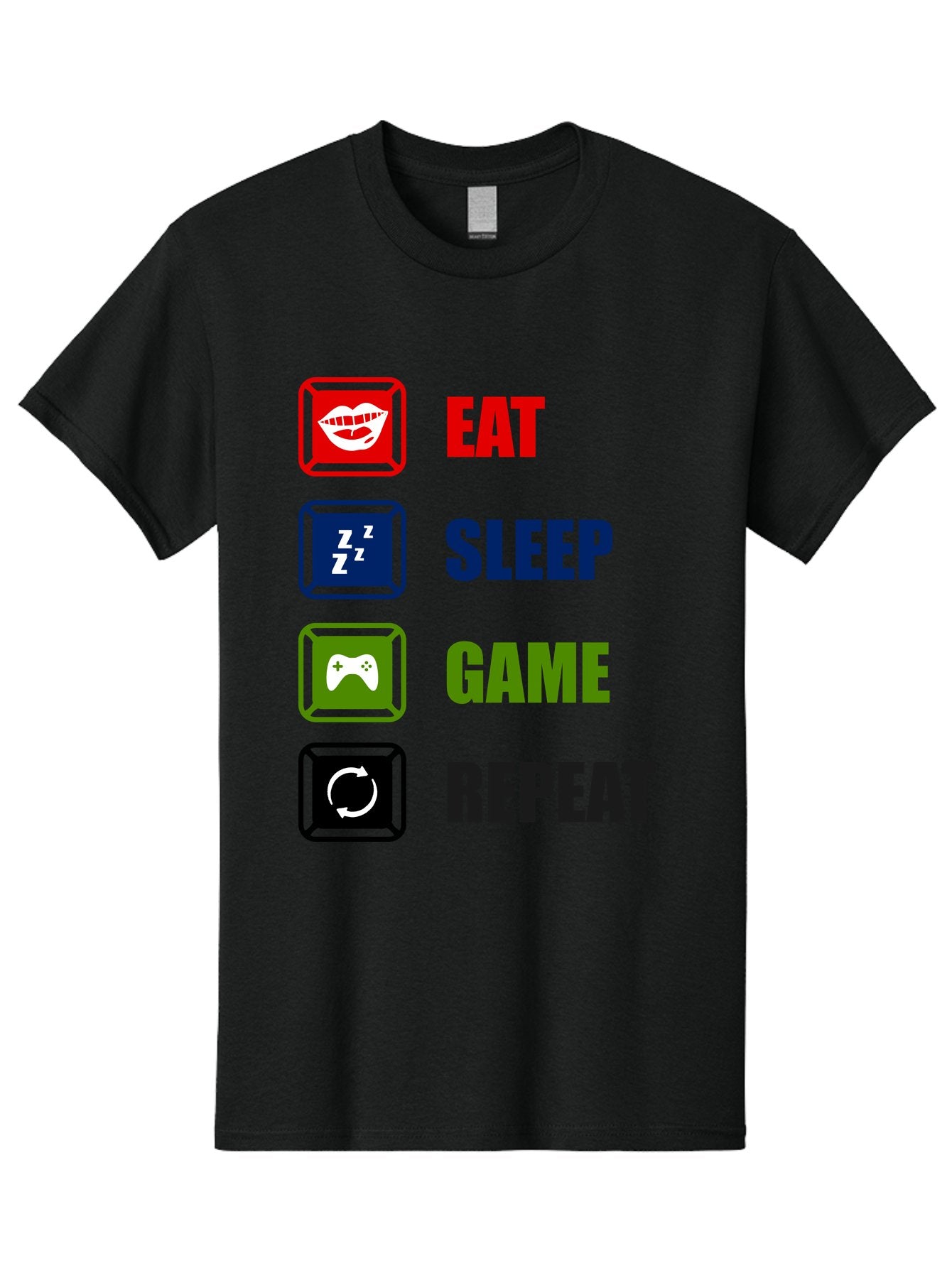 Eat-Sleep-Game-Repeat Men'S Graphic Tee, 100% Cotton, Comfortable Casual Summer Wear, Machine Washable, Gamer Lifestyle, Video Game Culture, Gaming Habits, Eat, Sleep, Game, Repeat, Gaming Community, Gamer Life -  Aaa626 14