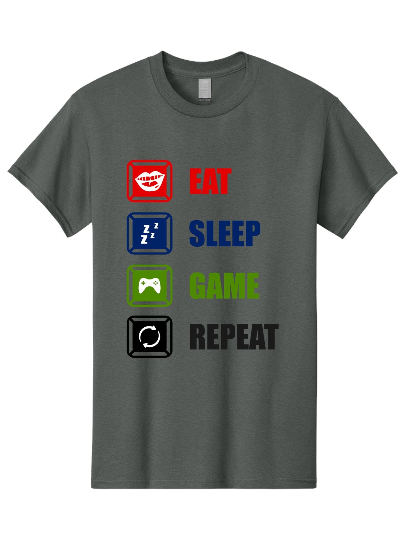 Eat-Sleep-Game-Repeat Men'S Graphic Tee, 100% Cotton, Comfortable Casual Summer Wear, Machine Washable, Gamer Lifestyle, Video Game Culture, Gaming Habits, Eat, Sleep, Game, Repeat, Gaming Community, Gamer Life -  Aaa626