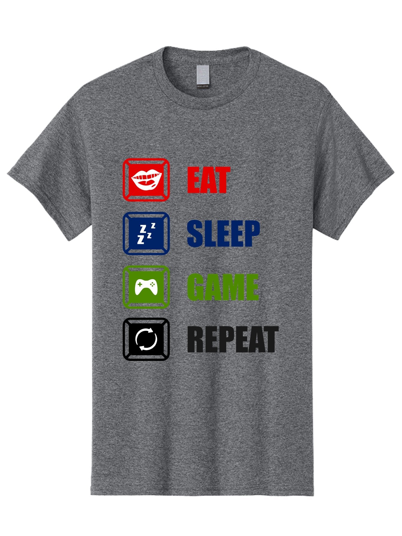 Eat-Sleep-Game-Repeat Men'S Graphic Tee, 100% Cotton, Comfortable Casual Summer Wear, Machine Washable, Gamer Lifestyle, Video Game Culture, Gaming Habits, Eat, Sleep, Game, Repeat, Gaming Community, Gamer Life -  Aaa626 9