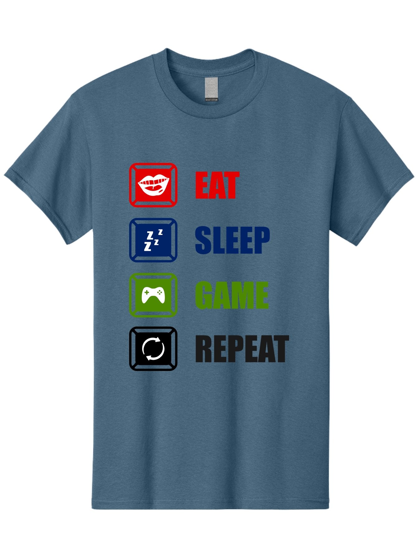 Eat-Sleep-Game-Repeat Men'S Graphic Tee, 100% Cotton, Comfortable Casual Summer Wear, Machine Washable, Gamer Lifestyle, Video Game Culture, Gaming Habits, Eat, Sleep, Game, Repeat, Gaming Community, Gamer Life -  Aaa626 13