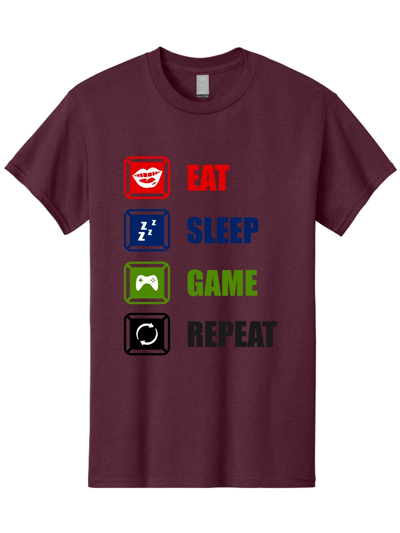 Eat-Sleep-Game-Repeat Men'S Graphic Tee, 100% Cotton, Comfortable Casual Summer Wear, Machine Washable, Gamer Lifestyle, Video Game Culture, Gaming Habits, Eat, Sleep, Game, Repeat, Gaming Community, Gamer Life -  Aaa626 15