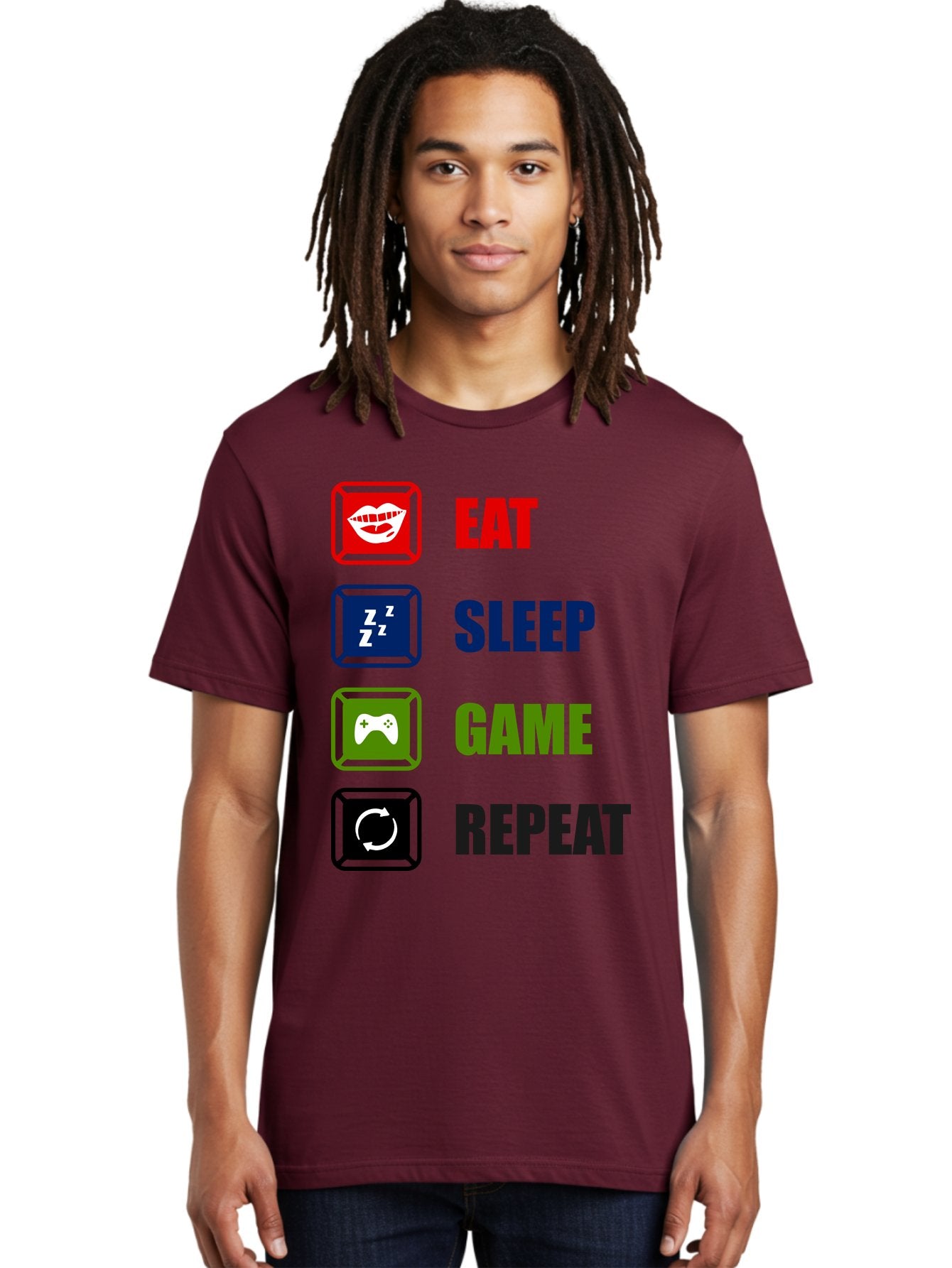 Eat-Sleep-Game-Repeat Men'S Graphic Tee, 100% Cotton, Comfortable Casual Summer Wear, Machine Washable, Gamer Lifestyle, Video Game Culture, Gaming Habits, Eat, Sleep, Game, Repeat, Gaming Community, Gamer Life -  Aaa626 30