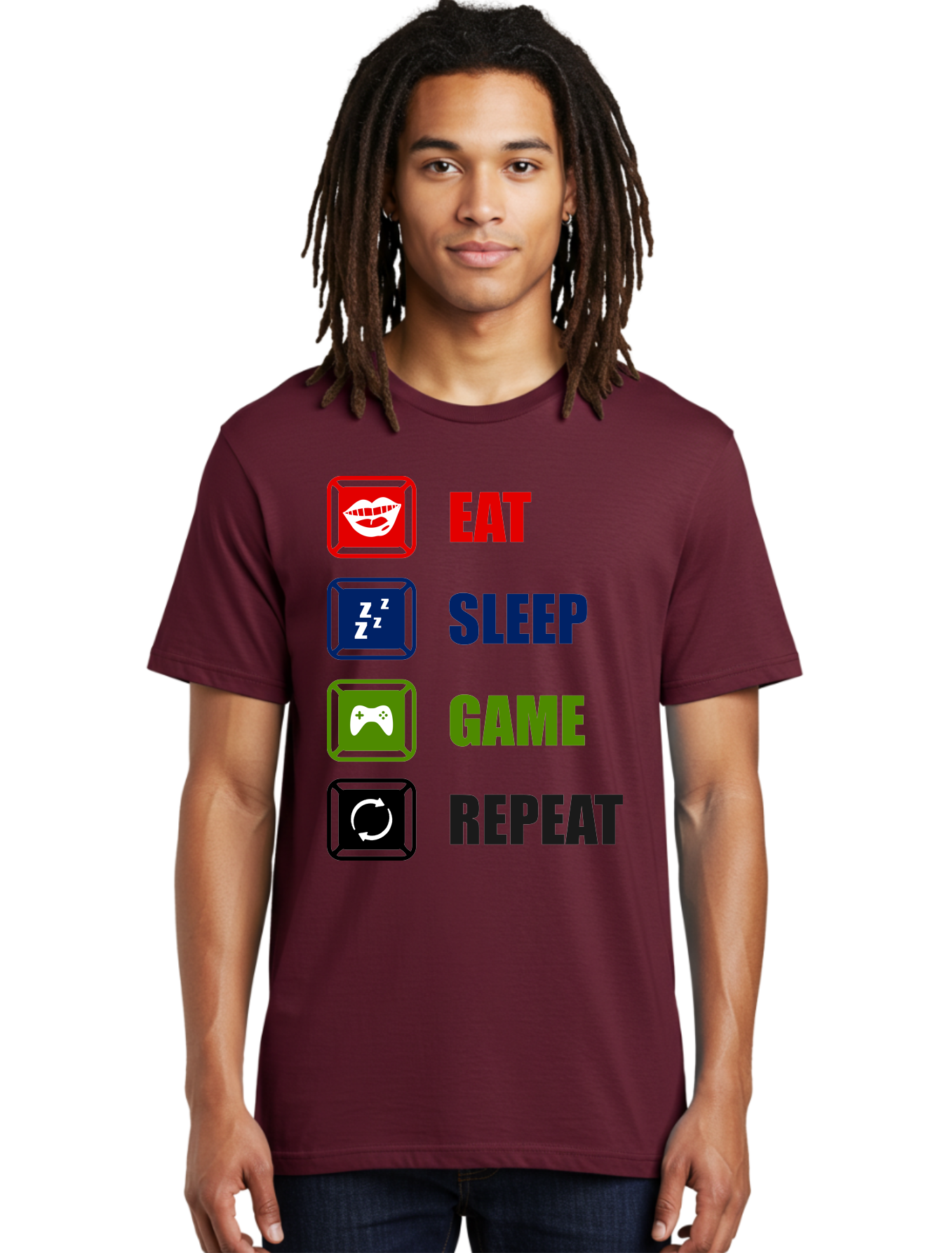 Eat-Sleep-Game-Repeat Men'S Graphic Tee, 100% Cotton, Comfortable Casual Summer Wear, Machine Washable, Gamer Lifestyle, Video Game Culture, Gaming Habits, Eat, Sleep, Game, Repeat, Gaming Community, Gamer Life -  Aaa626 14