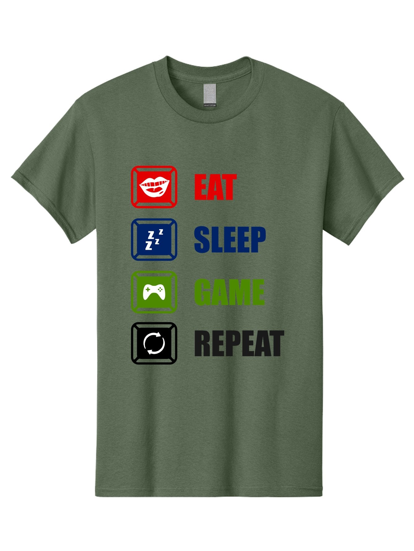Eat-Sleep-Game-Repeat Men'S Graphic Tee, 100% Cotton, Comfortable Casual Summer Wear, Machine Washable, Gamer Lifestyle, Video Game Culture, Gaming Habits, Eat, Sleep, Game, Repeat, Gaming Community, Gamer Life -  Aaa626 4