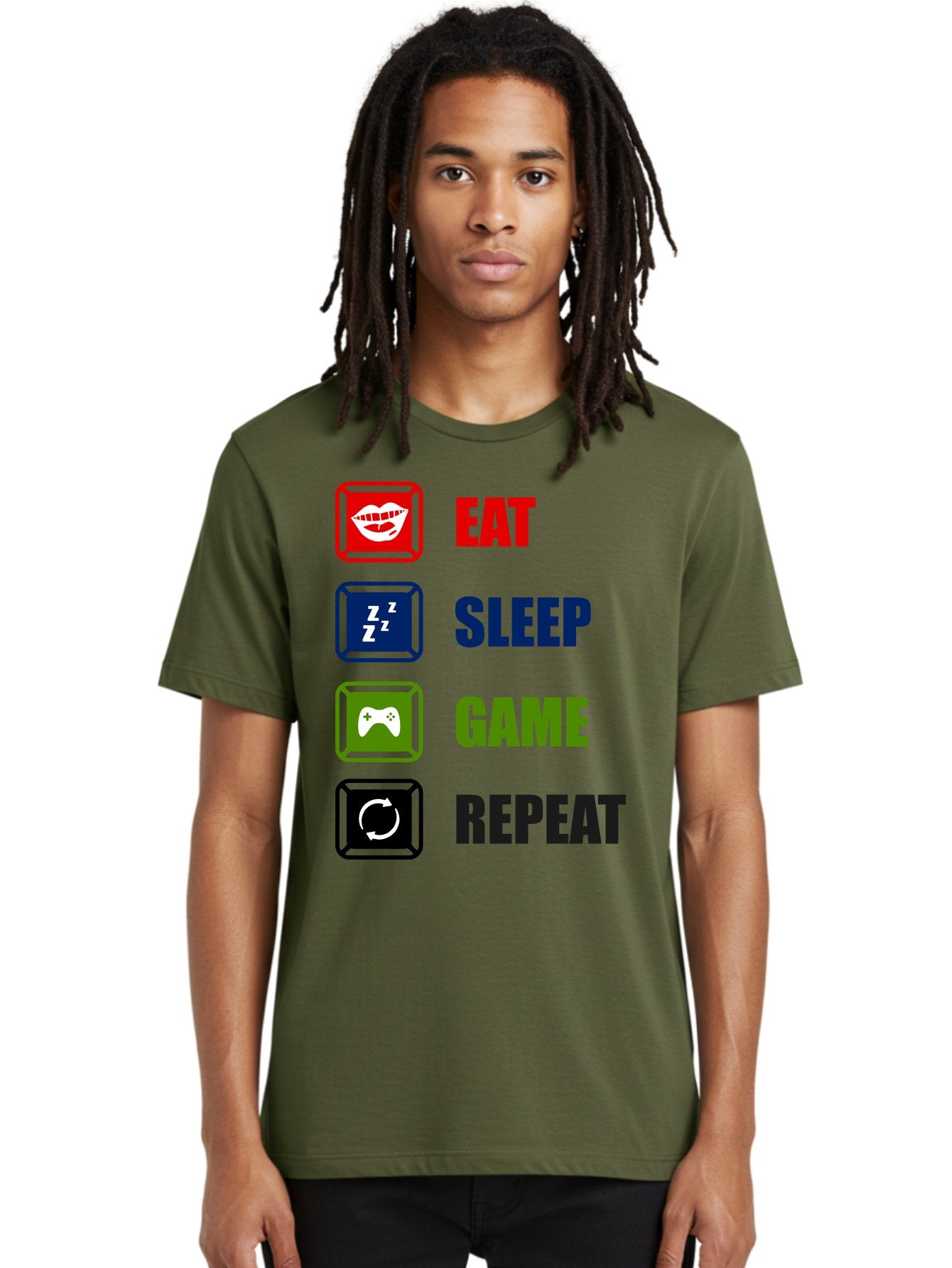 Eat-Sleep-Game-Repeat Men'S Graphic Tee, 100% Cotton, Comfortable Casual Summer Wear, Machine Washable, Gamer Lifestyle, Video Game Culture, Gaming Habits, Eat, Sleep, Game, Repeat, Gaming Community, Gamer Life -  Aaa626 18