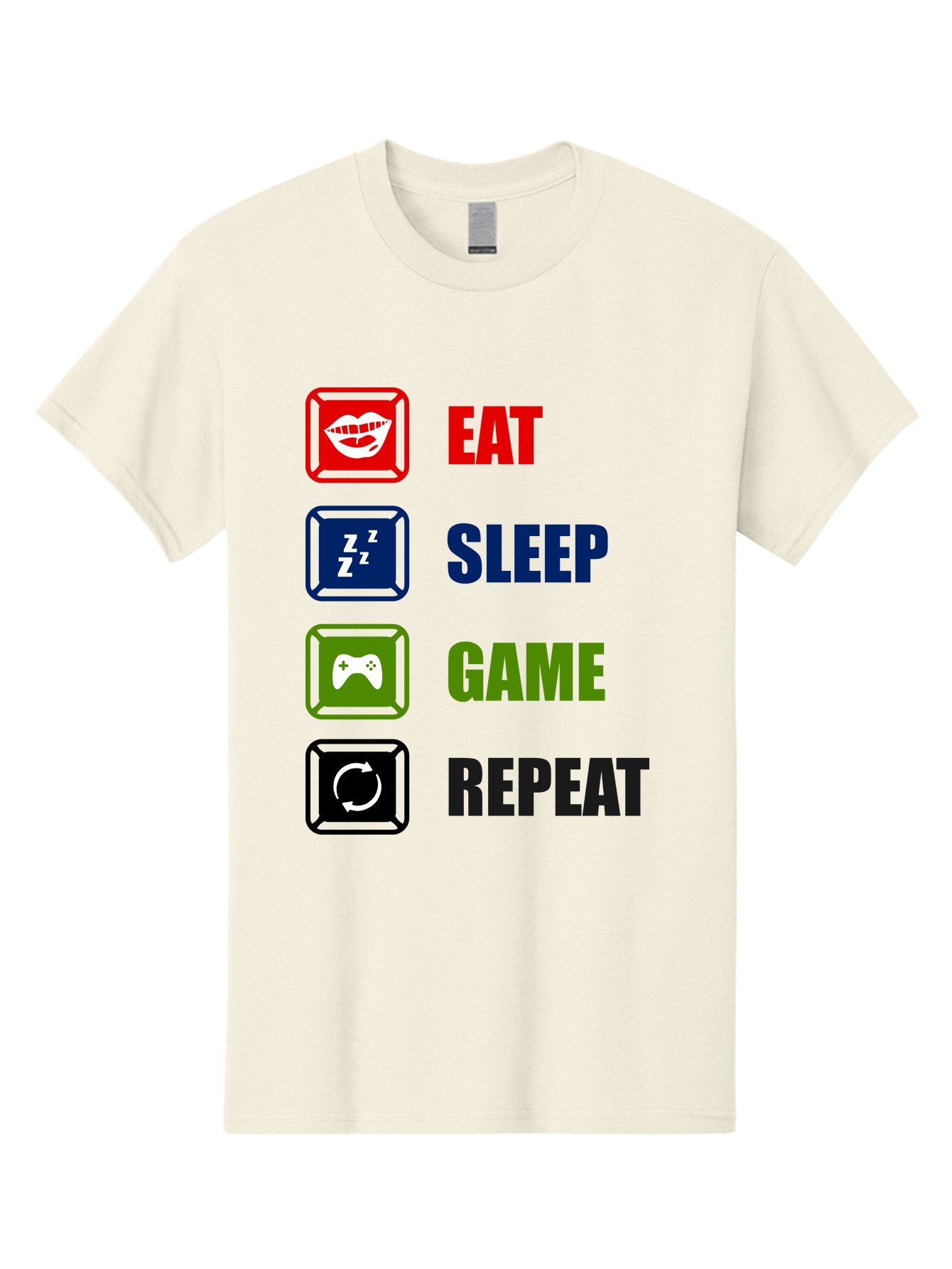 Eat-Sleep-Game-Repeat Men'S Graphic Tee, 100% Cotton, Comfortable Casual Summer Wear, Machine Washable, Gamer Lifestyle, Video Game Culture, Gaming Habits, Eat, Sleep, Game, Repeat, Gaming Community, Gamer Life -  Aaa626 3