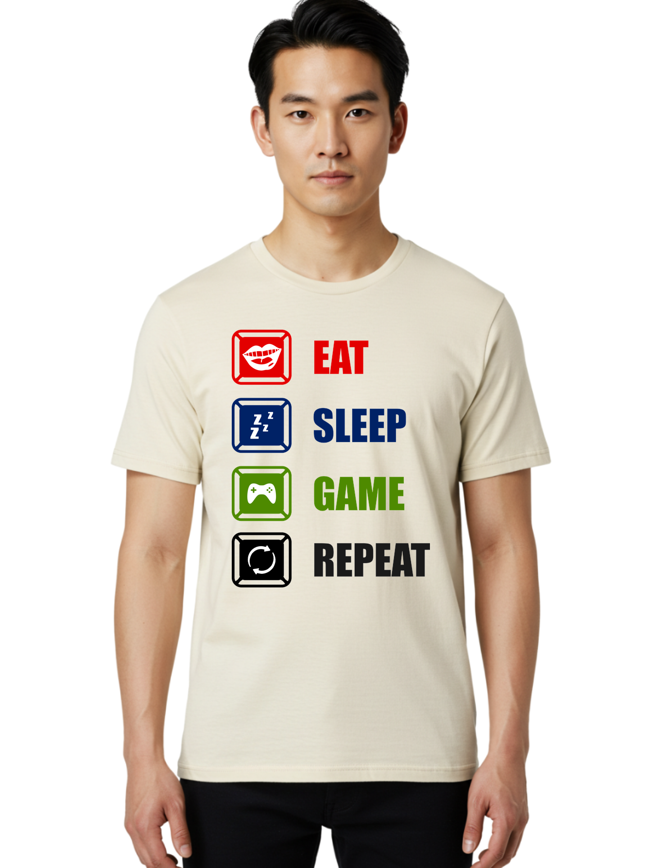 Eat-Sleep-Game-Repeat Men'S Graphic Tee, 100% Cotton, Comfortable Casual Summer Wear, Machine Washable, Gamer Lifestyle, Video Game Culture, Gaming Habits, Eat, Sleep, Game, Repeat, Gaming Community, Gamer Life -  Aaa626 18
