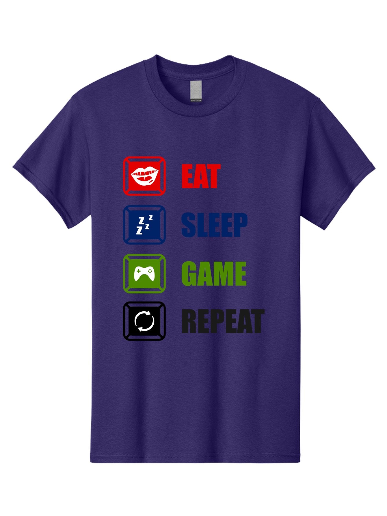 Eat-Sleep-Game-Repeat Men'S Graphic Tee, 100% Cotton, Comfortable Casual Summer Wear, Machine Washable, Gamer Lifestyle, Video Game Culture, Gaming Habits, Eat, Sleep, Game, Repeat, Gaming Community, Gamer Life -  Aaa626 6
