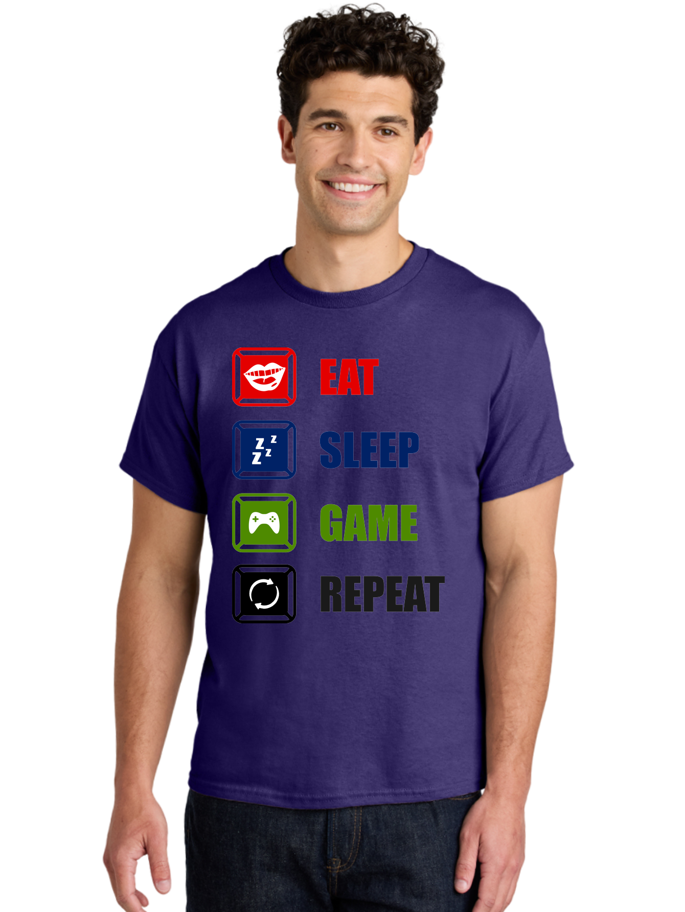 Eat-Sleep-Game-Repeat Men'S Graphic Tee, 100% Cotton, Comfortable Casual Summer Wear, Machine Washable, Gamer Lifestyle, Video Game Culture, Gaming Habits, Eat, Sleep, Game, Repeat, Gaming Community, Gamer Life -  Aaa626 22