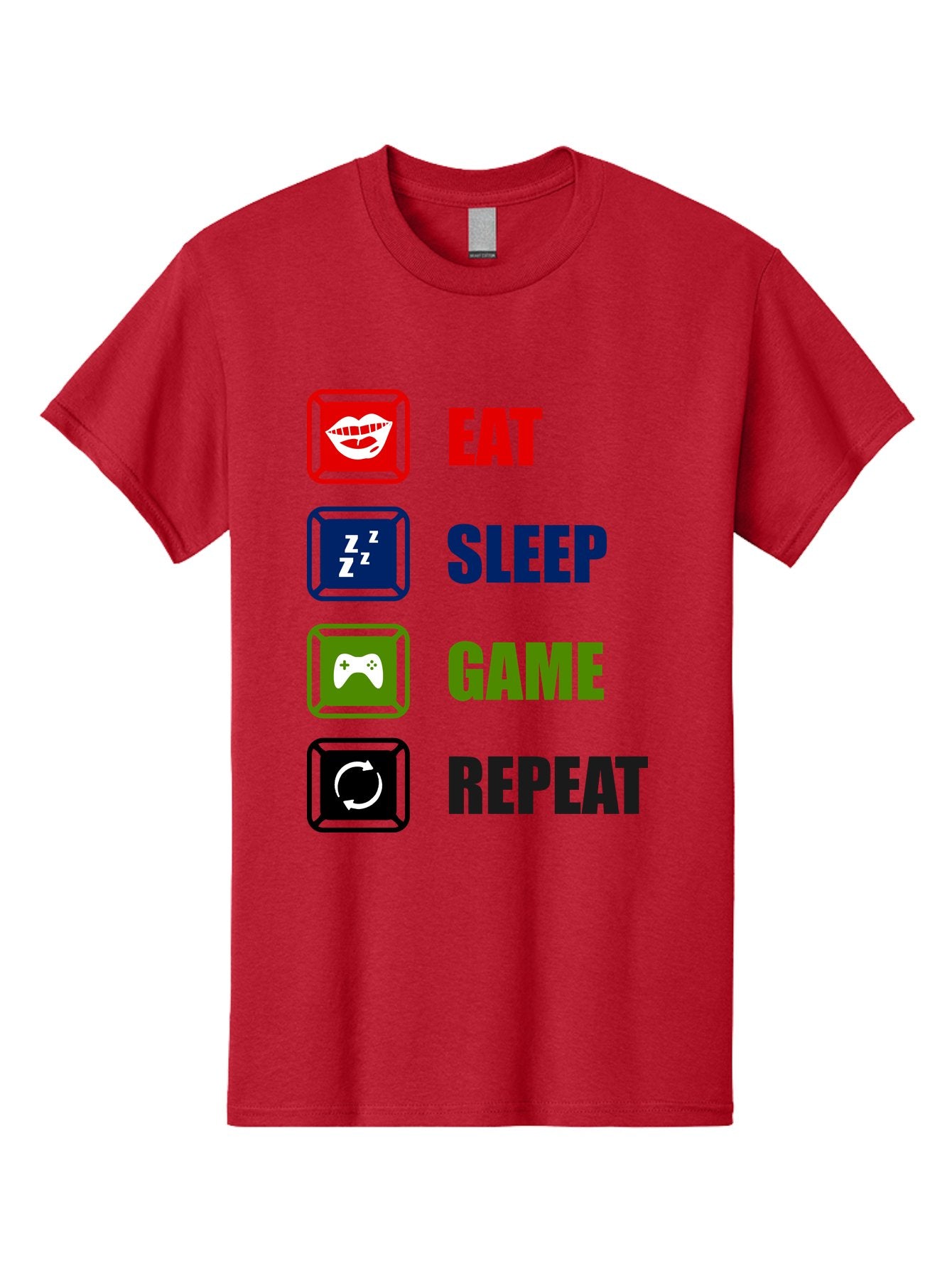 Eat-Sleep-Game-Repeat Men'S Graphic Tee, 100% Cotton, Comfortable Casual Summer Wear, Machine Washable, Gamer Lifestyle, Video Game Culture, Gaming Habits, Eat, Sleep, Game, Repeat, Gaming Community, Gamer Life -  Aaa626 10