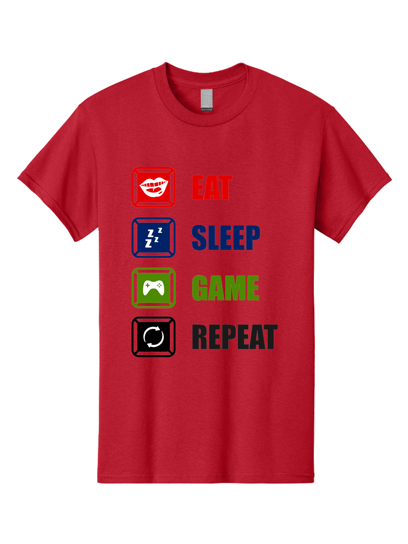 Eat-Sleep-Game-Repeat Men'S Graphic Tee, 100% Cotton, Comfortable Casual Summer Wear, Machine Washable, Gamer Lifestyle, Video Game Culture, Gaming Habits, Eat, Sleep, Game, Repeat, Gaming Community, Gamer Life -  Aaa626 5